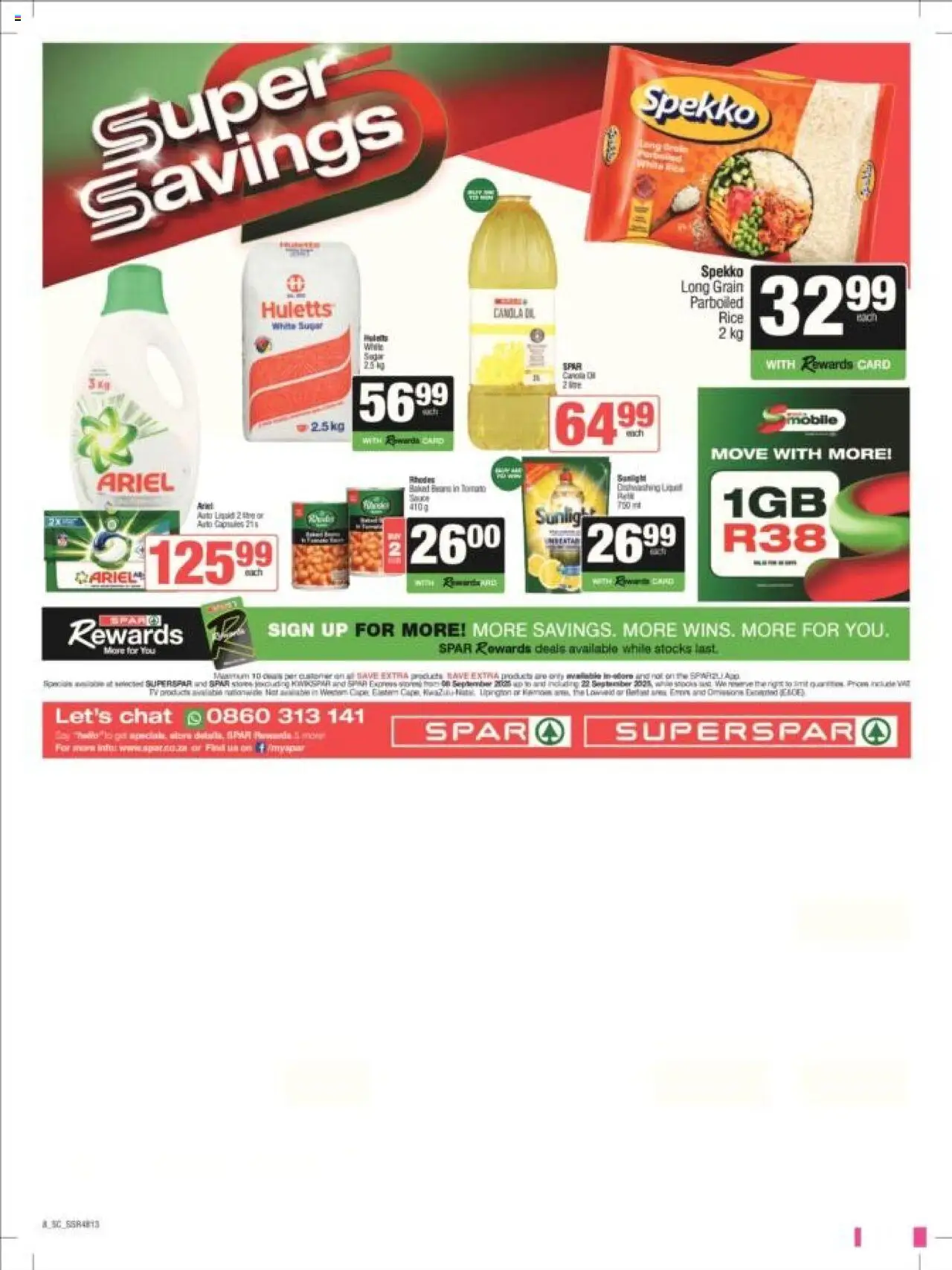 New Superspar catalogue – valid from 08.09.2025 | Page: 7 | Products: Beans, Rice, Sauce, Sugar