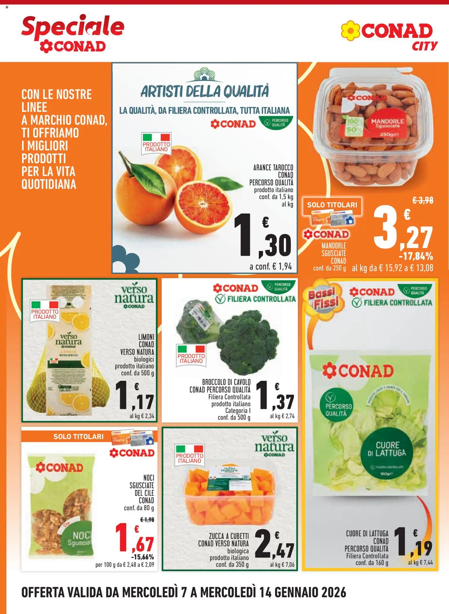 Volantino Conad del 07.01.2026 | Pagina: 2 | Prodotti: Arance, Noci, Broccoli, Lattuga