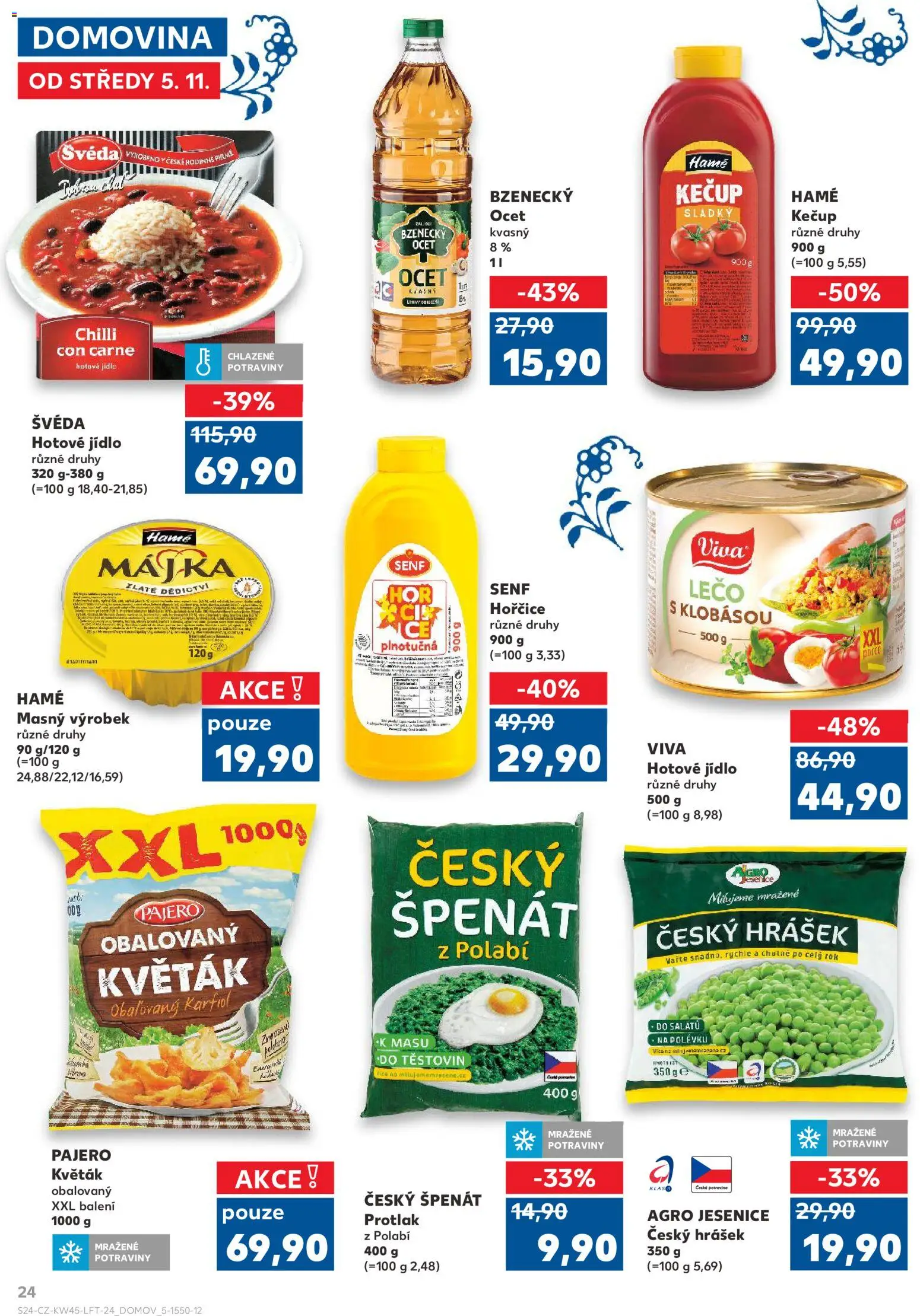 Kaufland leták od 05.11.2025 | Strana: 24 | Produkty: Květák, Špenát, Hrášek, Lečo