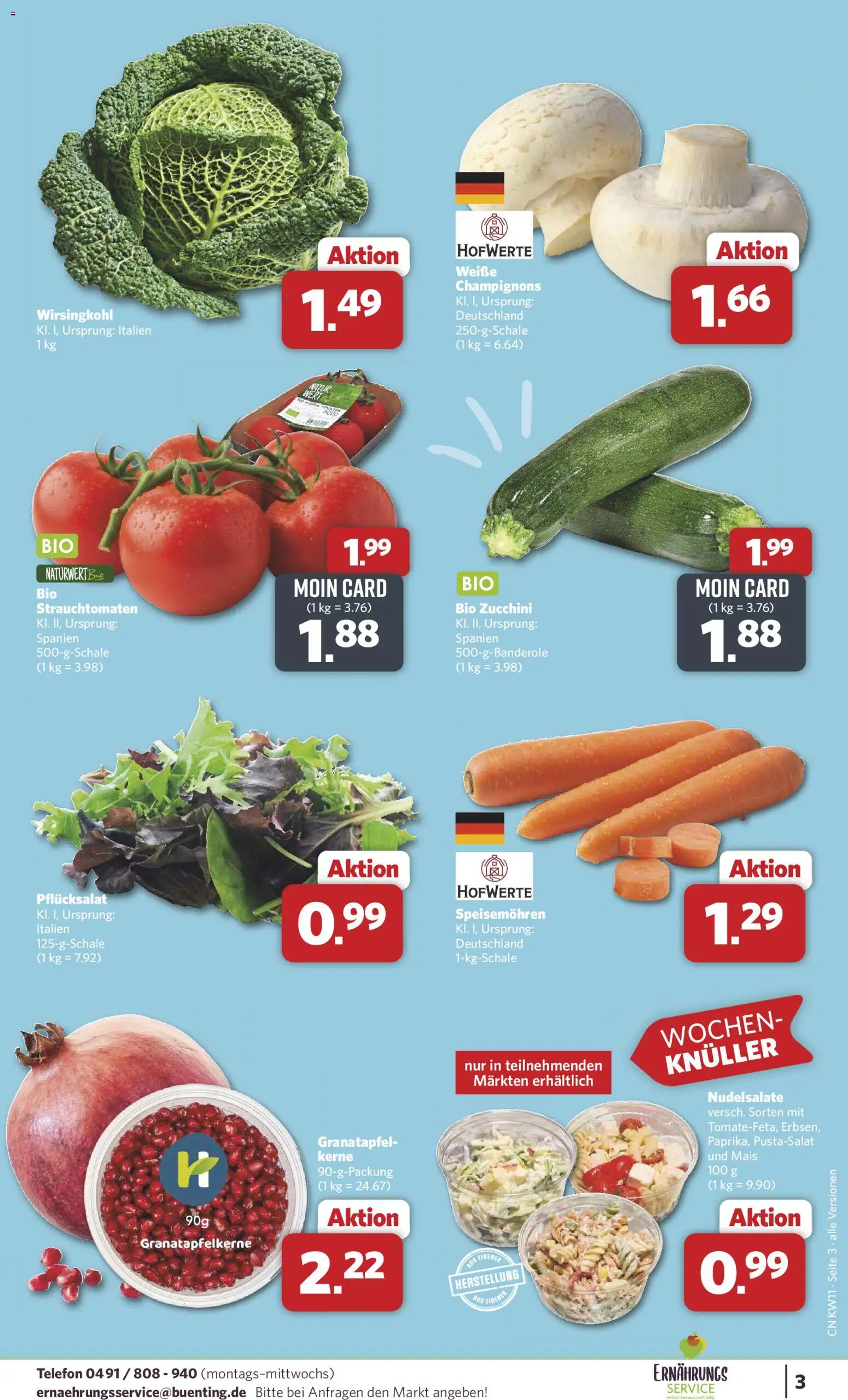 Combi Prospekt 	 – gültig ab 09.03.2026 | Seite: 3 | Produkte: Granatapfel, Champignons, Zucchini, Telefon