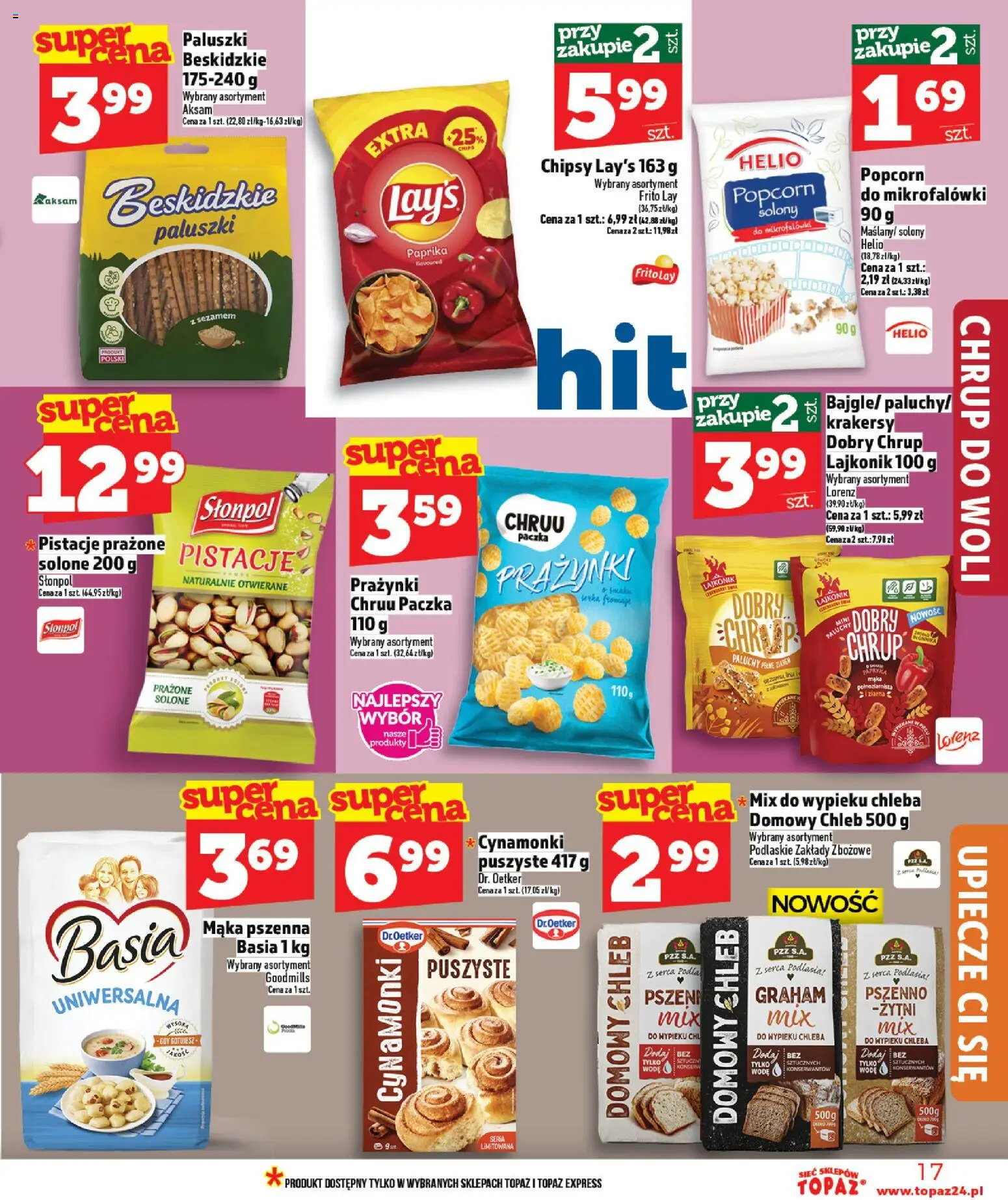 Topaz Gazetka od 26.02.2026 | Strona: 17 | Produkty: Papryka, Paluszki, Krakersy, Chleb