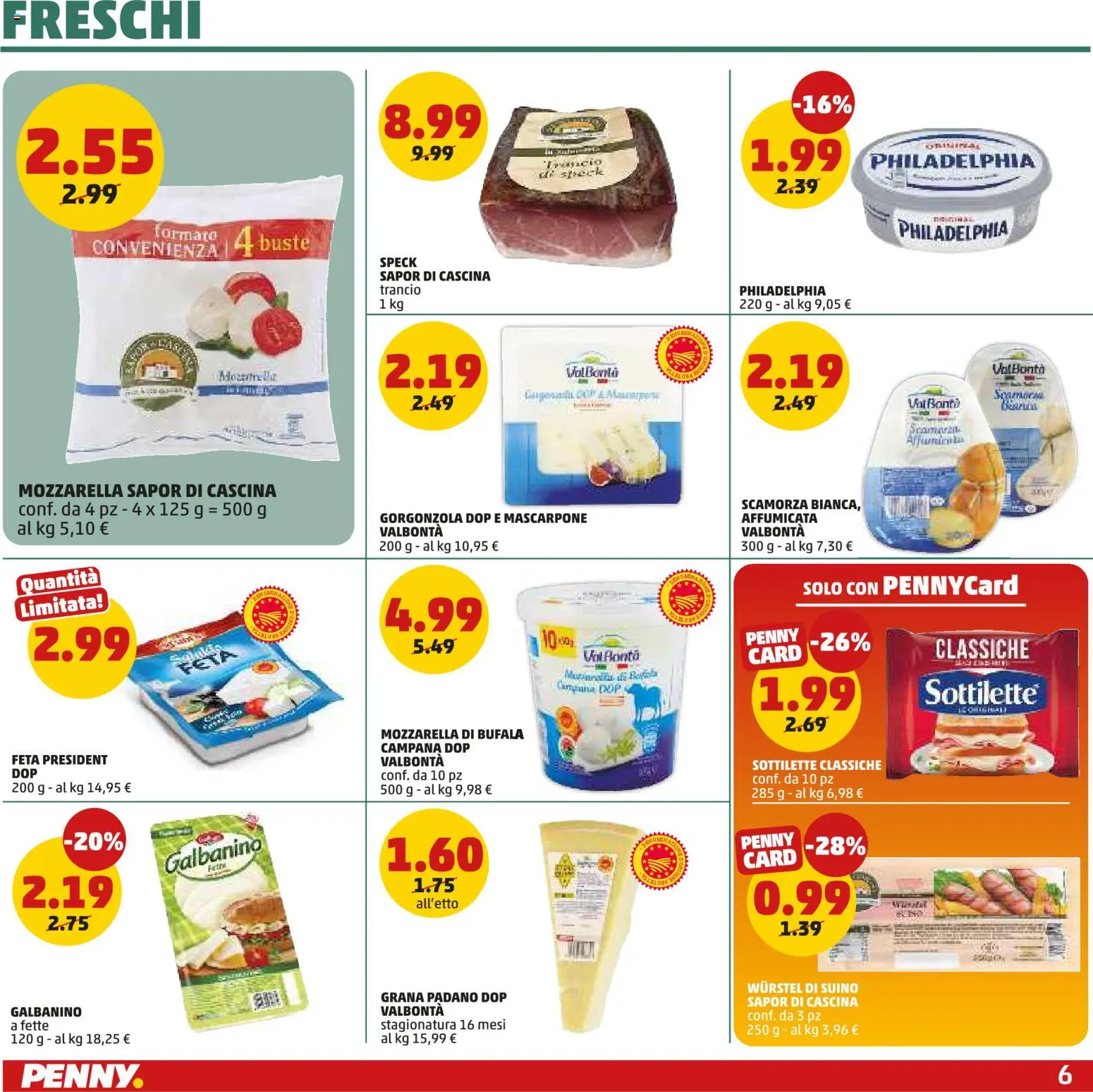 Volantino PENNY del 12.03.2026 | Pagina: 6 | Prodotti: Speck, Grana Padano, Feta, Mascarpone