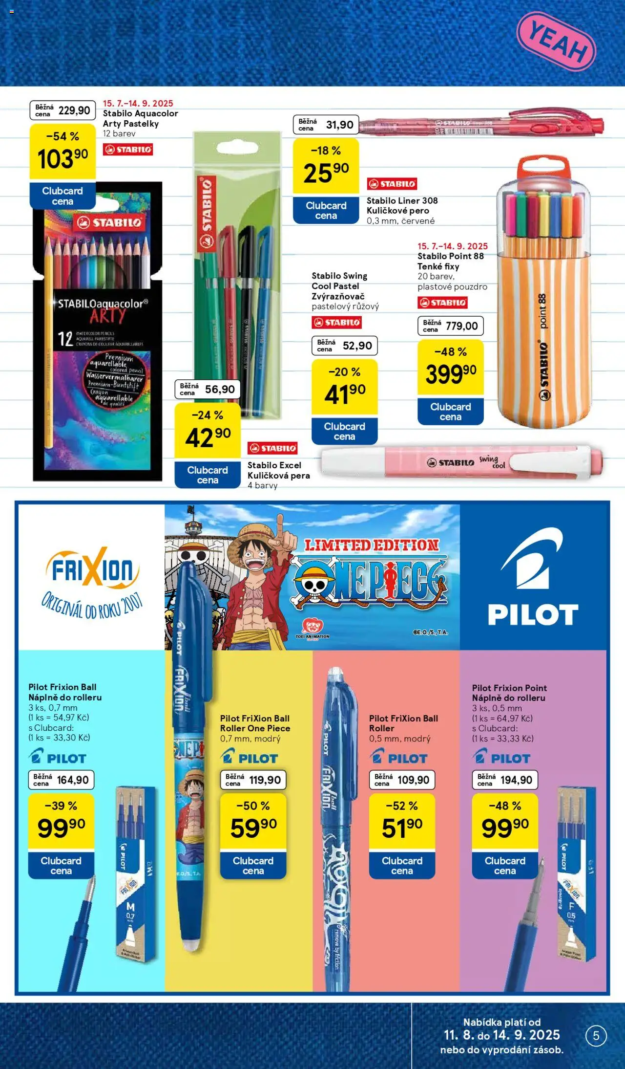 Tesco katalog od 11.08.2025 | Strana: 5 | Produkty: Pastelky, Pero, Fixy, Barvy