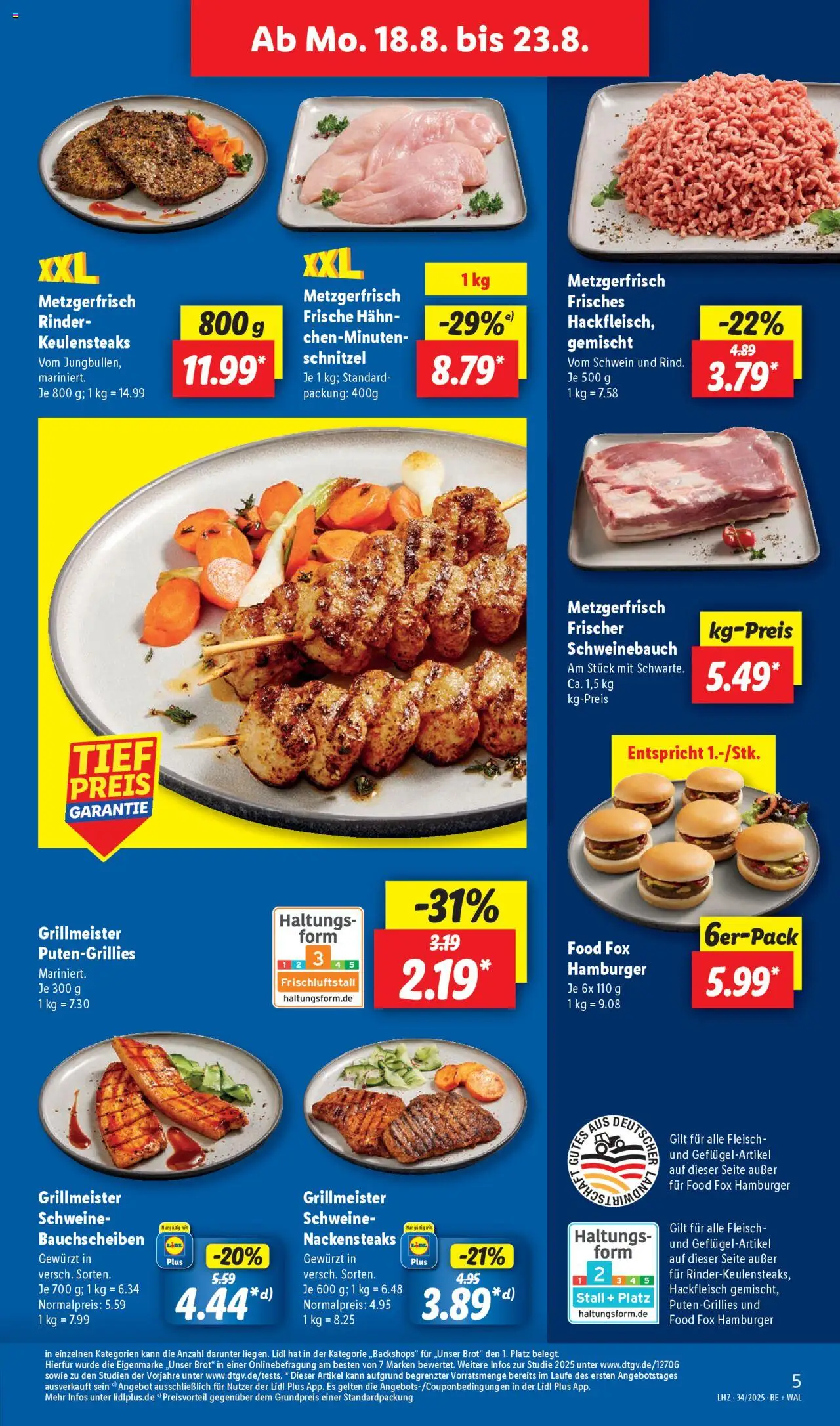 Lidl Prospekt Zossen	 - gültig ab dem 18.08.2025 | Seite: 7 | Produkte: Nackensteaks, Schnitzel, Brot, Hackfleisch