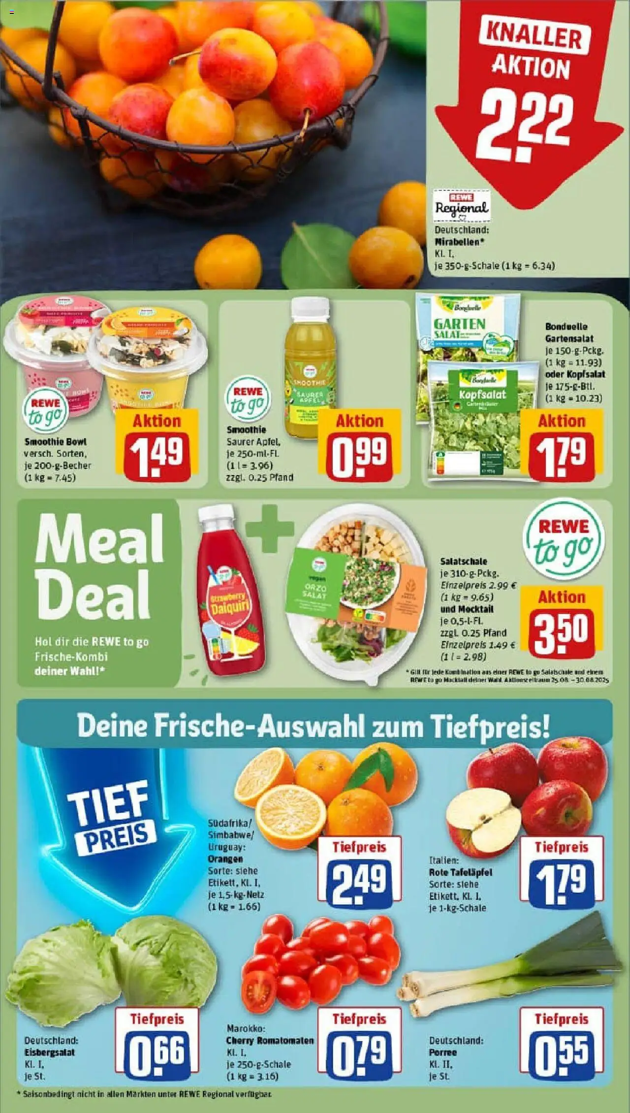 Rewe prospekt Erkrath / Unterfeldhaus	 - gültig ab dem 24.08.2025 | Seite: 8 | Produkte: Äpfel, Orangen, Eisbergsalat, Salat