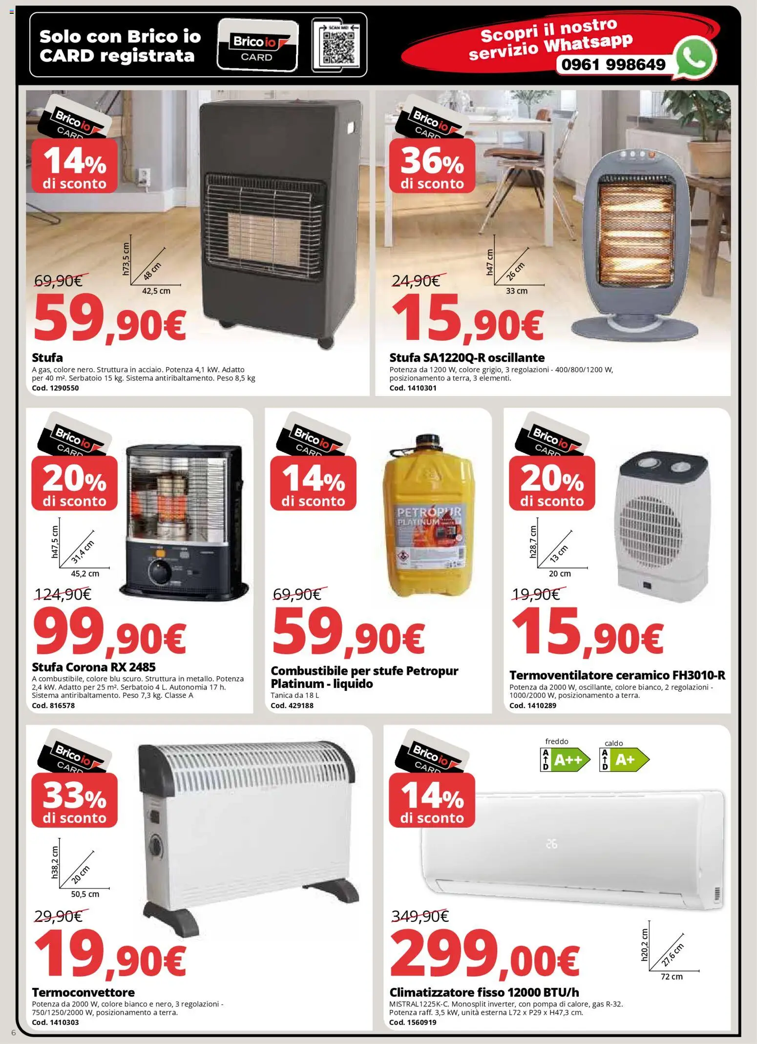 Volantino Brico io del 08.01.2026 | Pagina: 6 | Prodotti: Climatizzatore, Stufa, Tanica