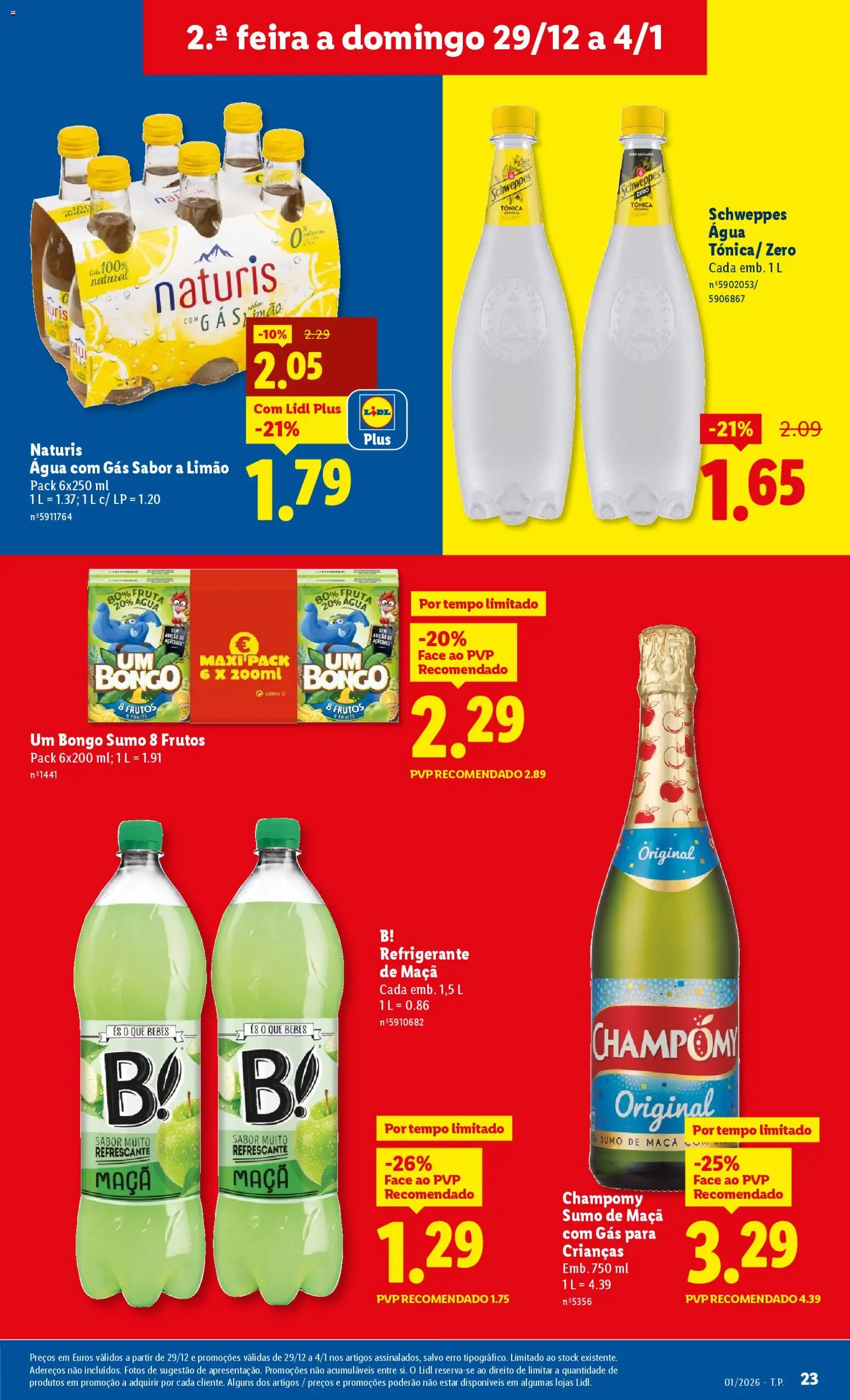 Lidl folheto │ válido de 29.12.2025 | Página: 23 | Produtos: Refrigerante, Maça, Sumo, Soda