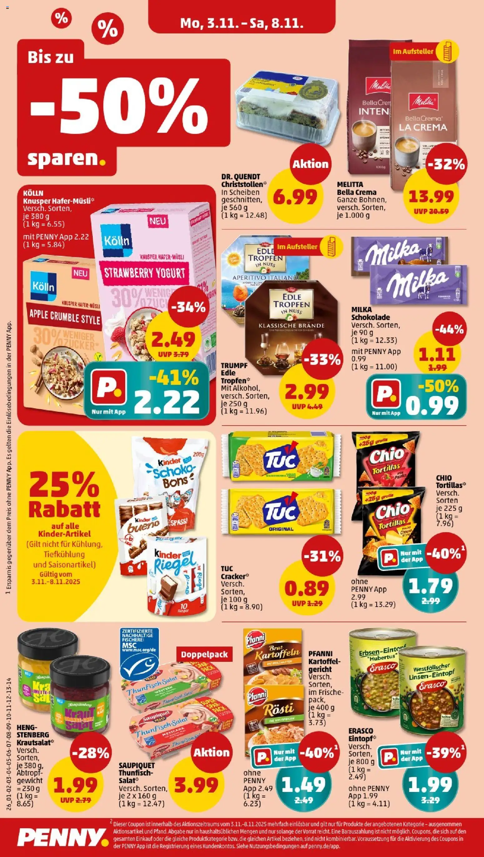 Penny - Niedersachsen  – gültig ab 03.11.2025 | Seite: 24 | Produkte: Thunfisch, Milka schokolade, Apple, Salat