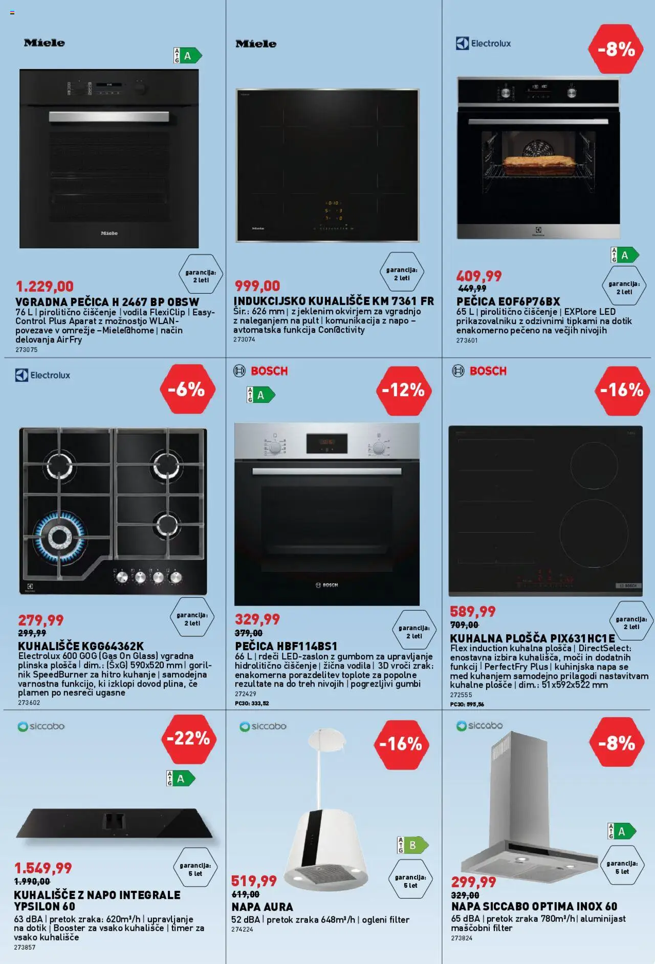 Novi Inpos katalog ponudbe – veljaven od 09.10.2025 | Stran: 16 | Izdelki: Pecica, Kuhalna plosca, Vgradna pečica, Kuhališče