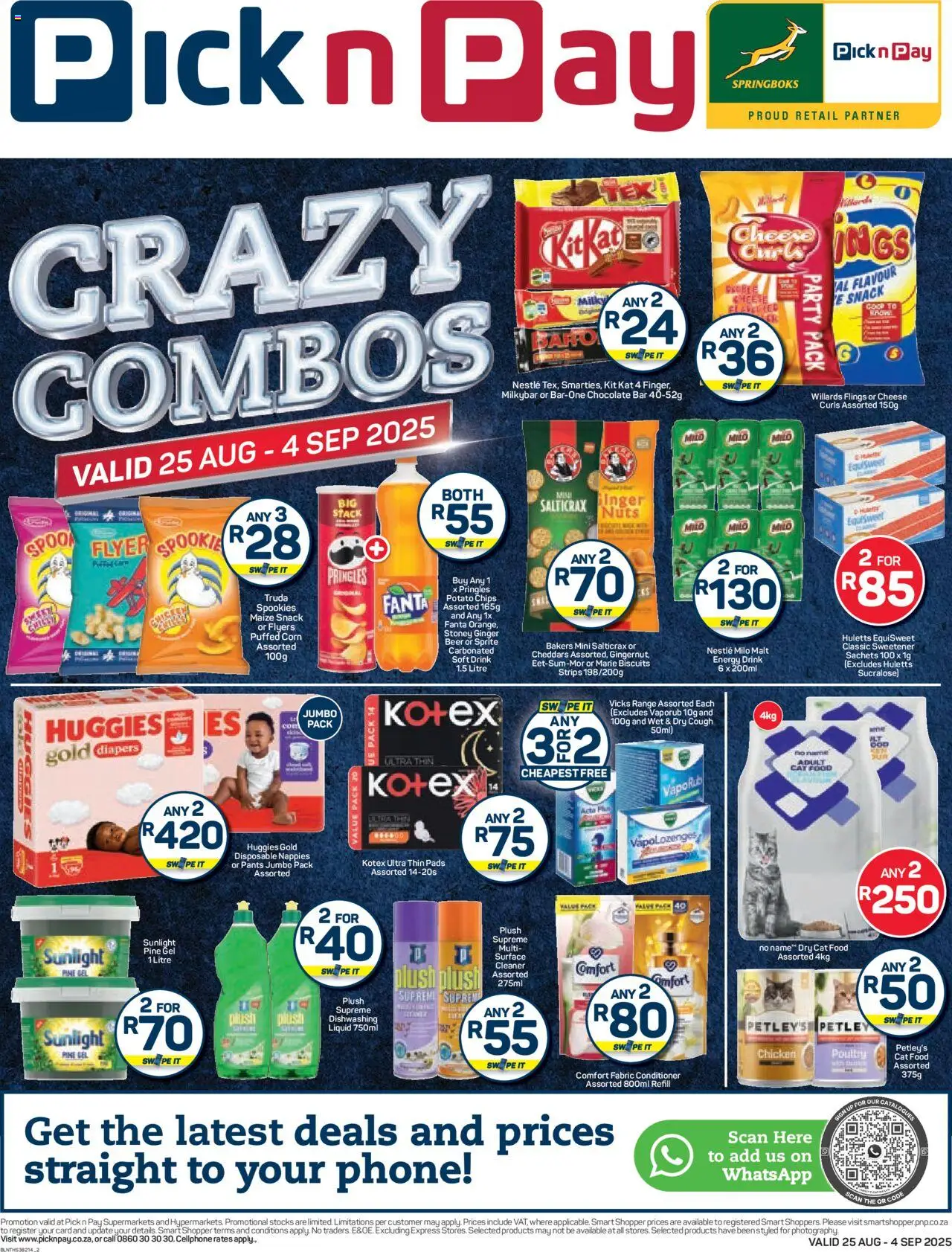 Pick n Pay Specials │ valid from 25.08.2025 | Page: 2 | Products: Corn, Pads, Limpiador íntimo, Nappies