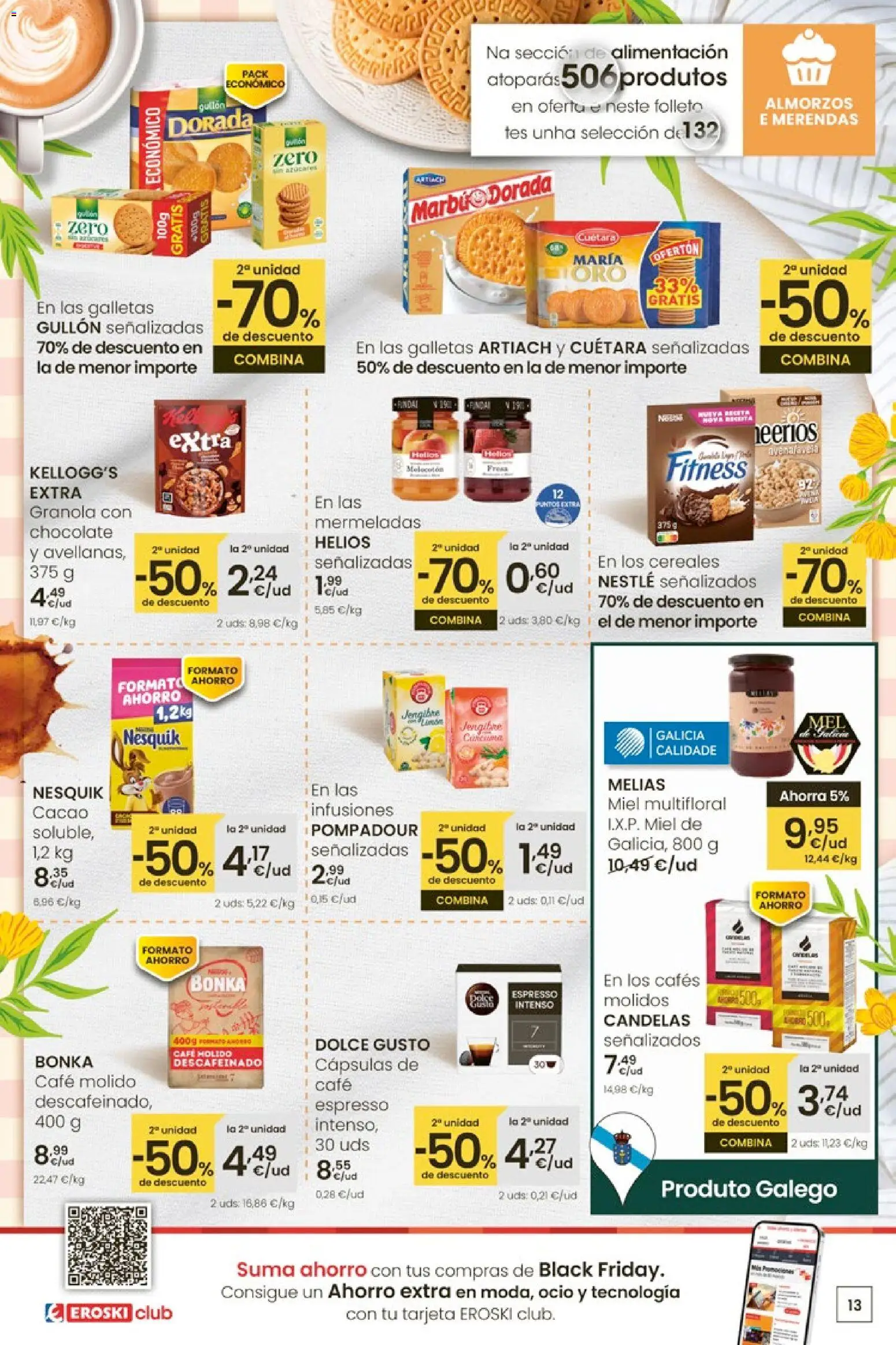 Eroski - Adiántate ao Nadal │ válido desde el 13.11.2025 | Página: 13 | Productos: Ψηφιακή κάμερα, Café molido, Cereales, Φρυγανιές σικάλεως