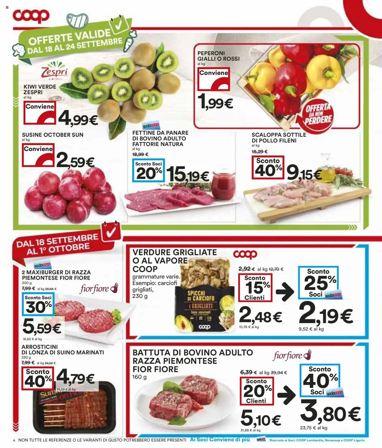 Volantino COOP del 18.09.2025 | Pagina: 4 | Prodotti: Pollo, Verdure, Suino, Arrosticini