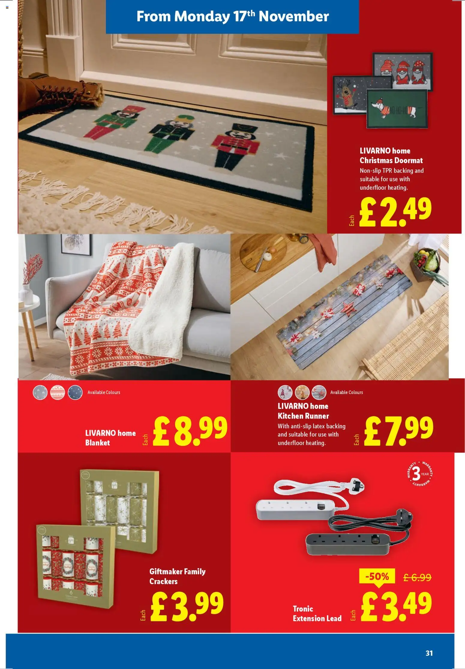 {H1} | Page: 31 | Products: Extension lead, Doormat, Kitchen, Crackers