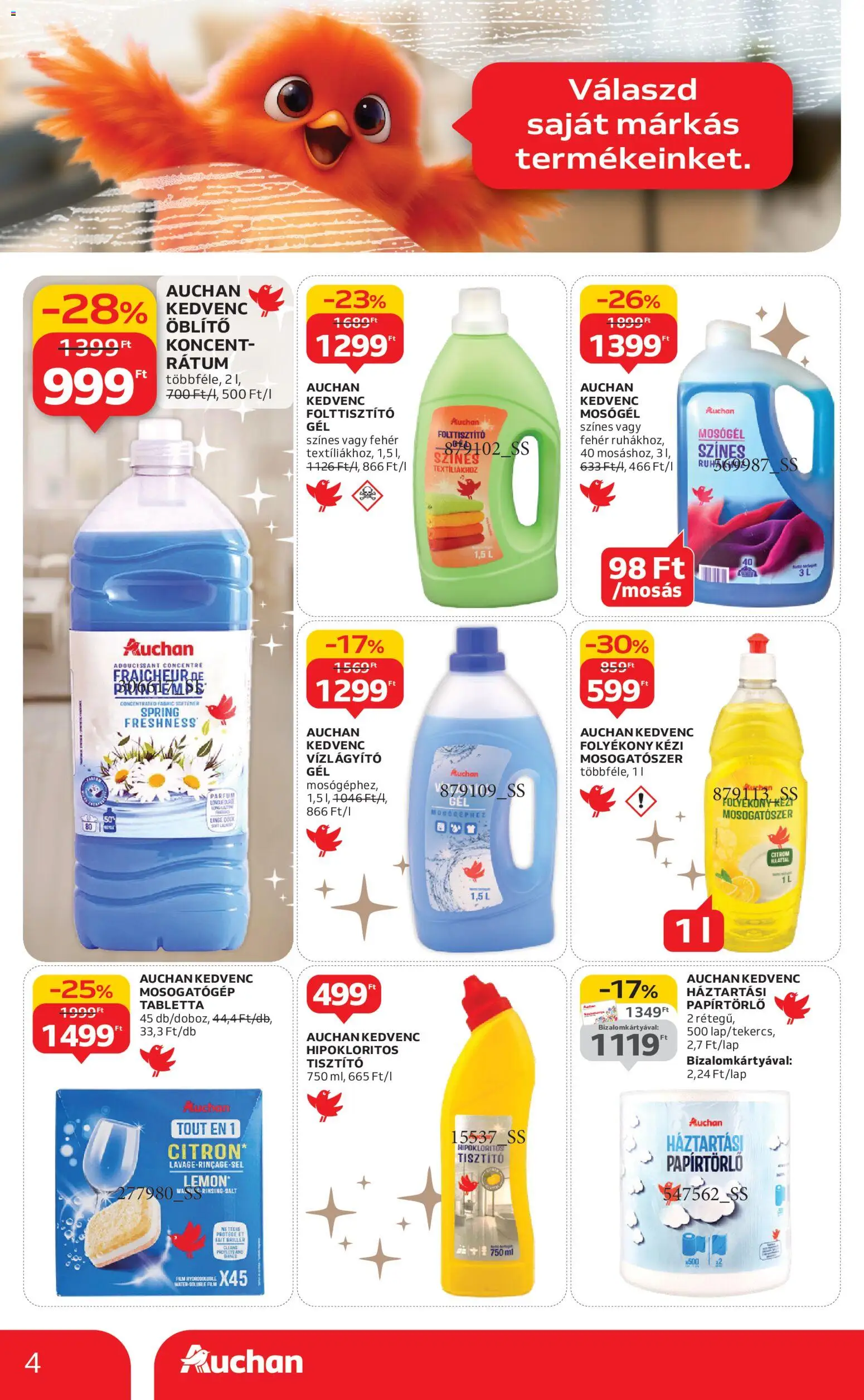 Auchan akciós ujság - amely érvényes a következő dátumtól: 24.12.2025 | Oldal: 4 | Termékek: Papírtörlő, Mosogatógép, Öblítő, Parfüm