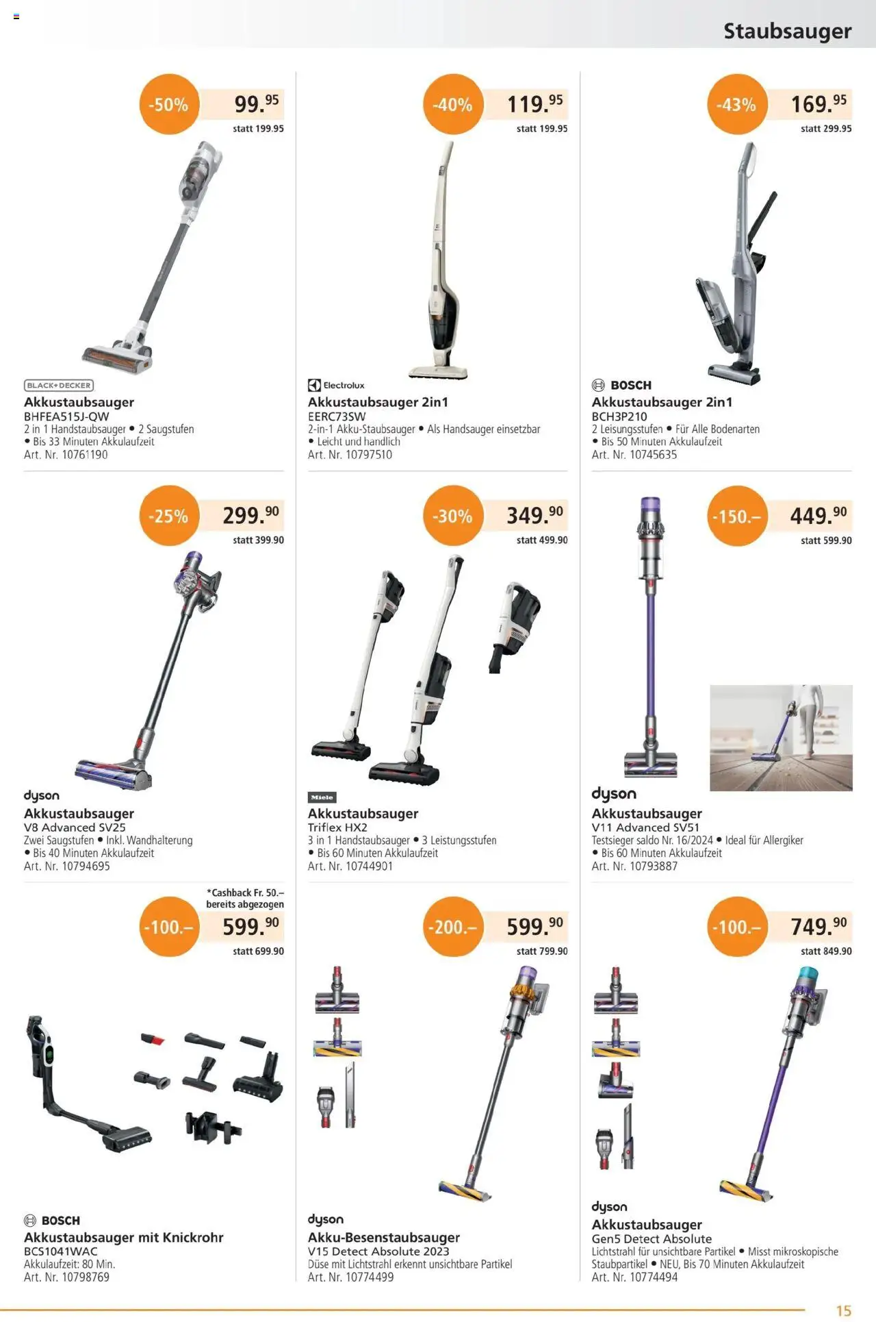 Fust Aktionen ab 26.05.2025 | Seite: 15 | Produkte: Staubsauger, Miele, Bosch, Dyson