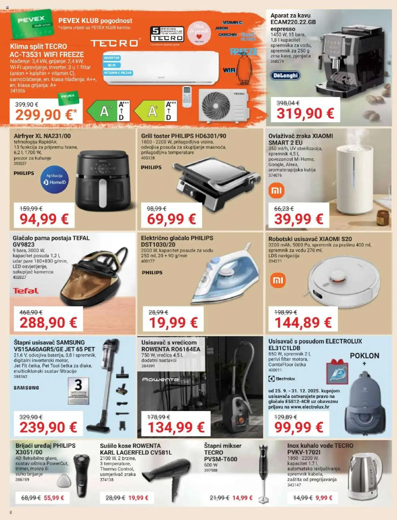 Pevex katalog | vrijedi od 25.09.2025 | Stranica: 8 | Proizvodi: Kuhalo vode, Mikser, Parna postaja, Kutija