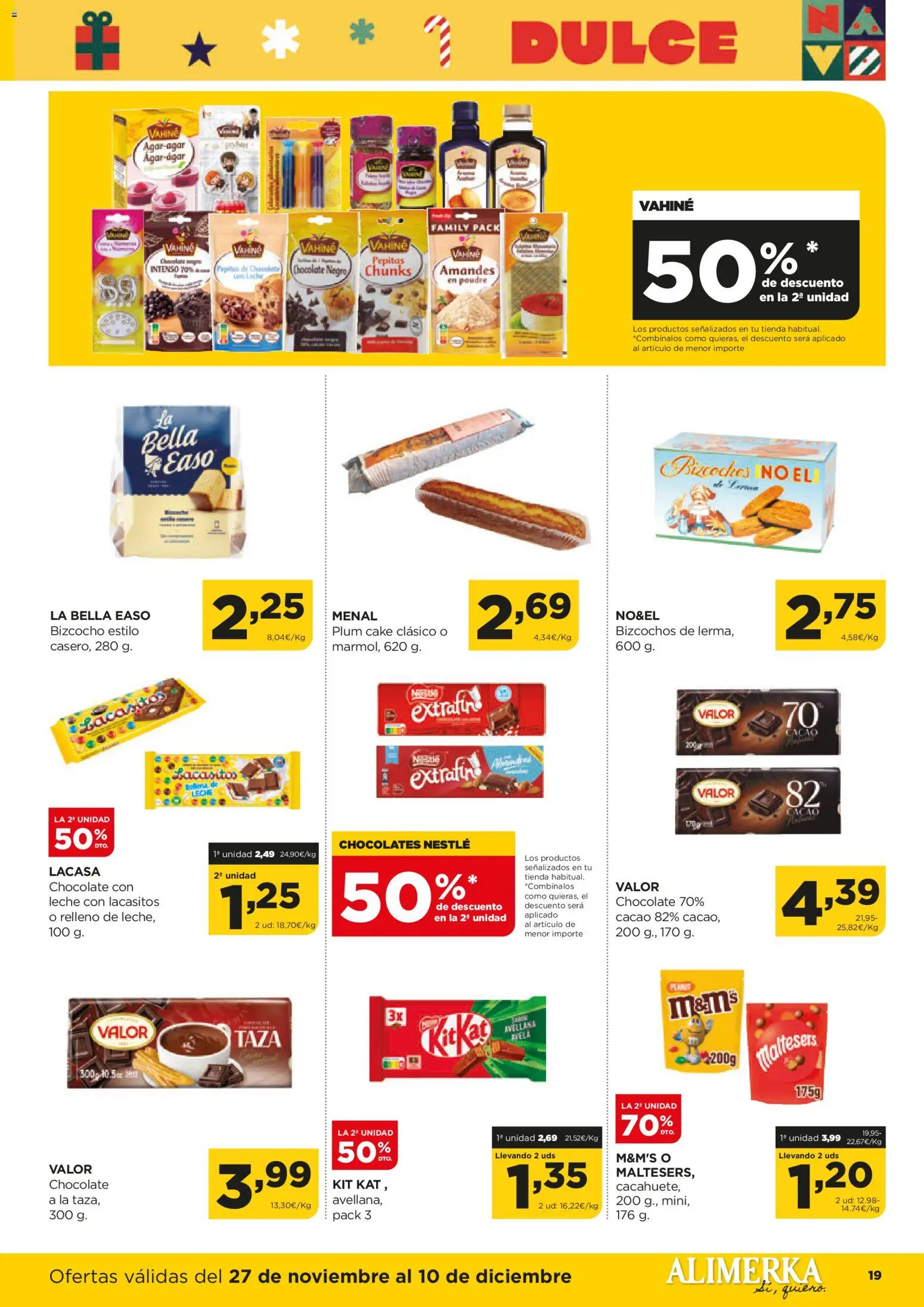 Alimerka folleto Asturias │ válido desde el 27.11.2025 | Página: 19 | Productos: Leche, Chocolate, Bizcocho, Φρυγανιές σικάλεως