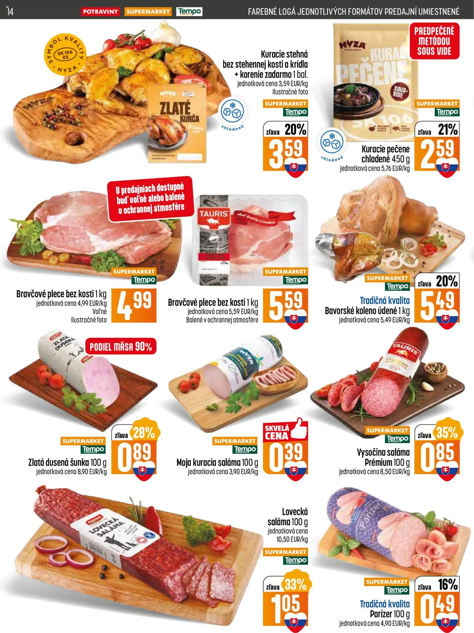 Nové COOP Jednota akcie – leták je platný od 15.01.2026 | Strana: 14 | Produkty: Saláma, Šunka, Bravčové plece, Korenie