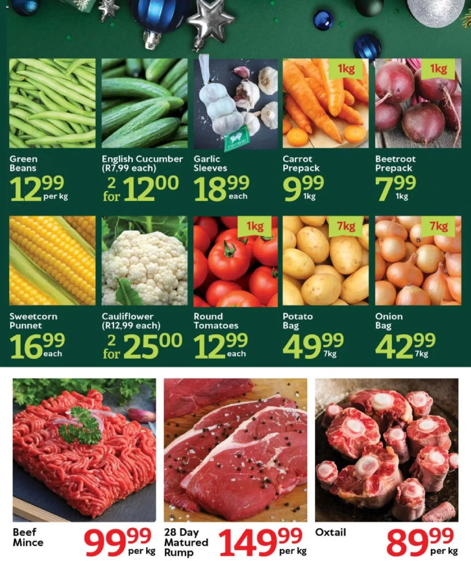New Oxford Freshmarket catalogue – valid from 16.12.2025 | Page: 2 | Products: Cauliflower, Beans, Tomatoes, Garlic