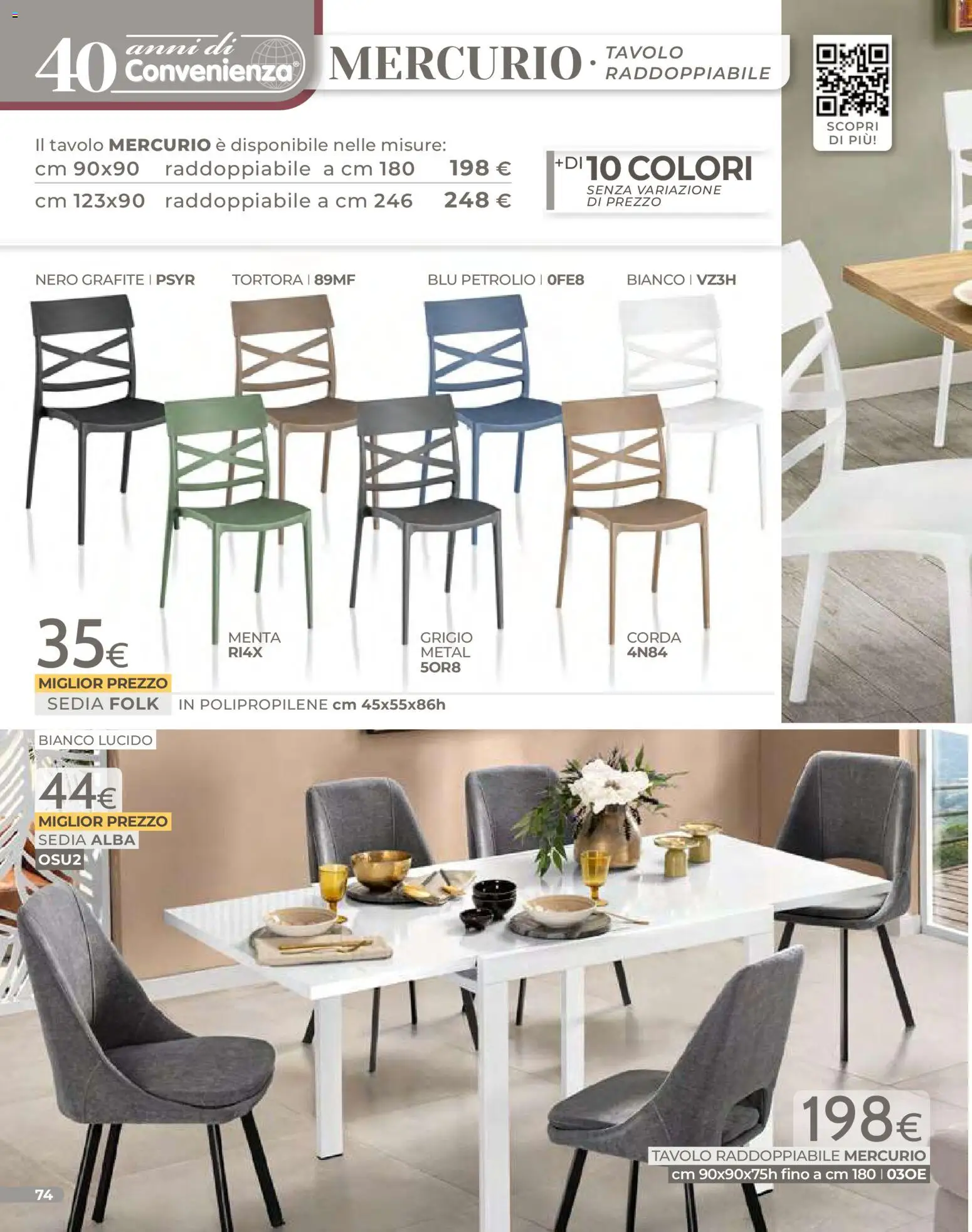 Volantino Mondo Convenienza del 01.01.2026 | Pagina: 76 | Prodotti: Menta, Tavolo, Sedia