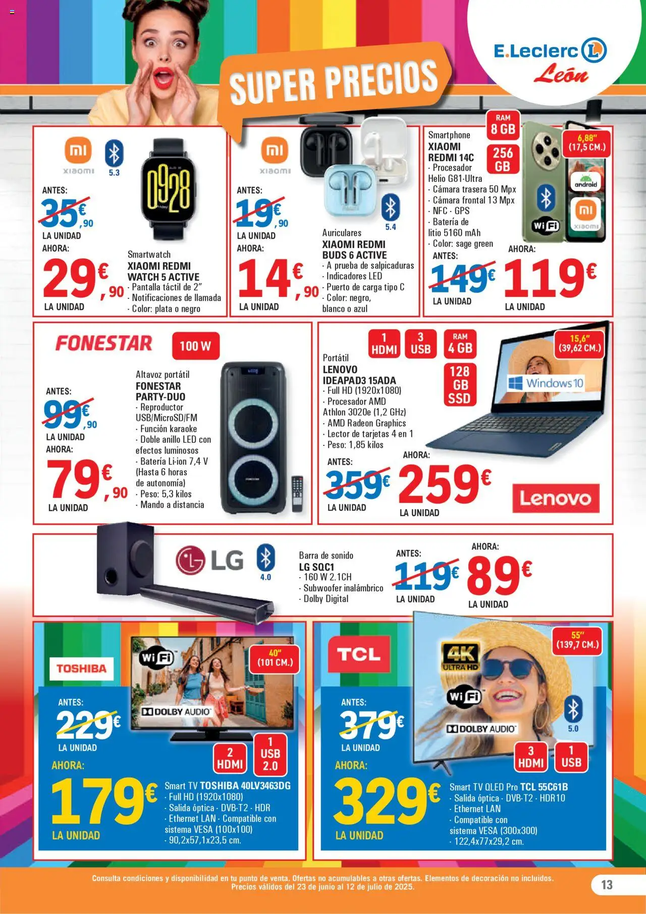 E.Leclerc folleto │ válido desde el 23.06.2025 | Página: 13 | Productos: Portátil Lenovo, Auriculares, Cámara, Batería