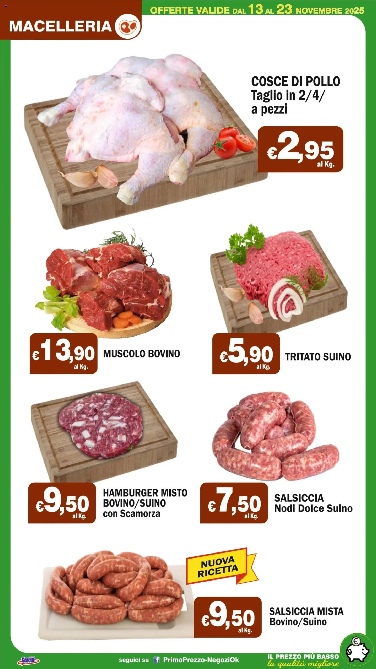 Volantino Primo Prezzo del 13.11.2025 | Pagina: 35 | Prodotti: Bovino, Pollo, Suino, Salsiccia