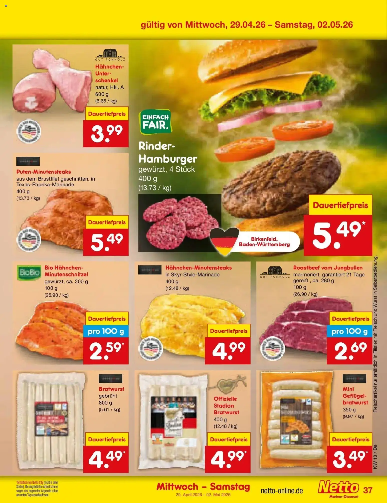 Netto Marken-Discount Prospekt Buttenwiesen	 – gültig ab 27.04.2026 | Seite: 53 | Produkte: Bratwurst, Roastbeef, Wurst, Fleisch