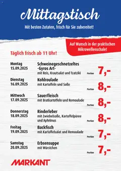 Markant  Mittagstisch ab 15.09.2025 gültig