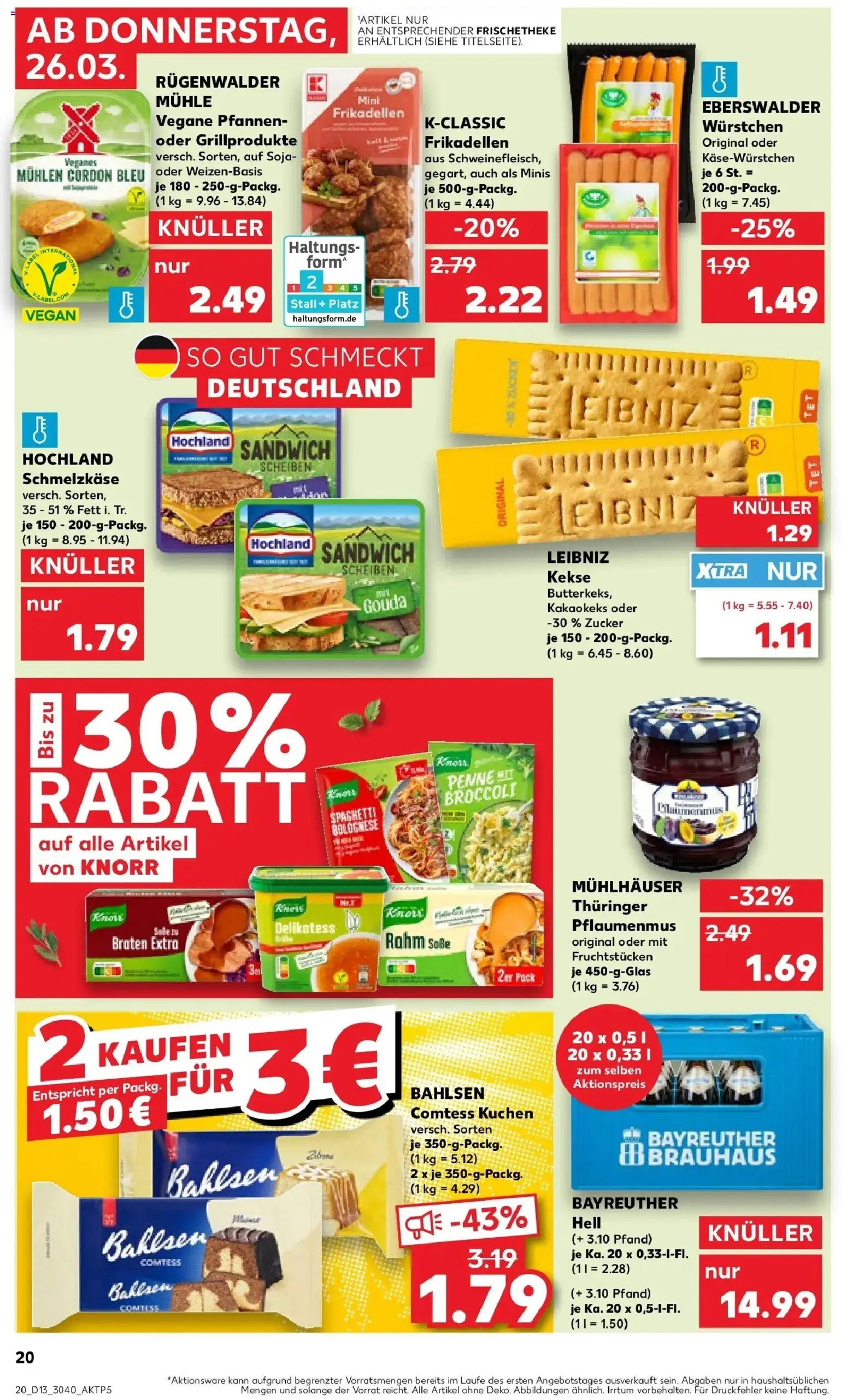 Kaufland Prospekt Bautzen	 – gültig ab 26.03.2026 | Seite: 20 | Produkte: Bayreuther hell, Mühle, Knorr, Soße