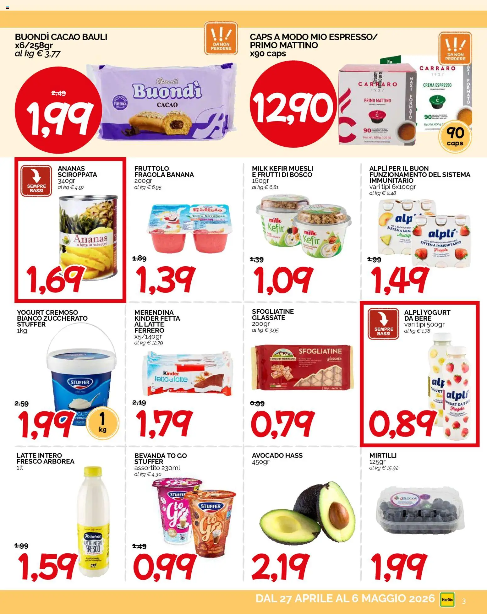 Volantino HarDis del 27.04.2026 | Pagina: 3 | Prodotti: Crema, Avocado, Ananas, Cacao