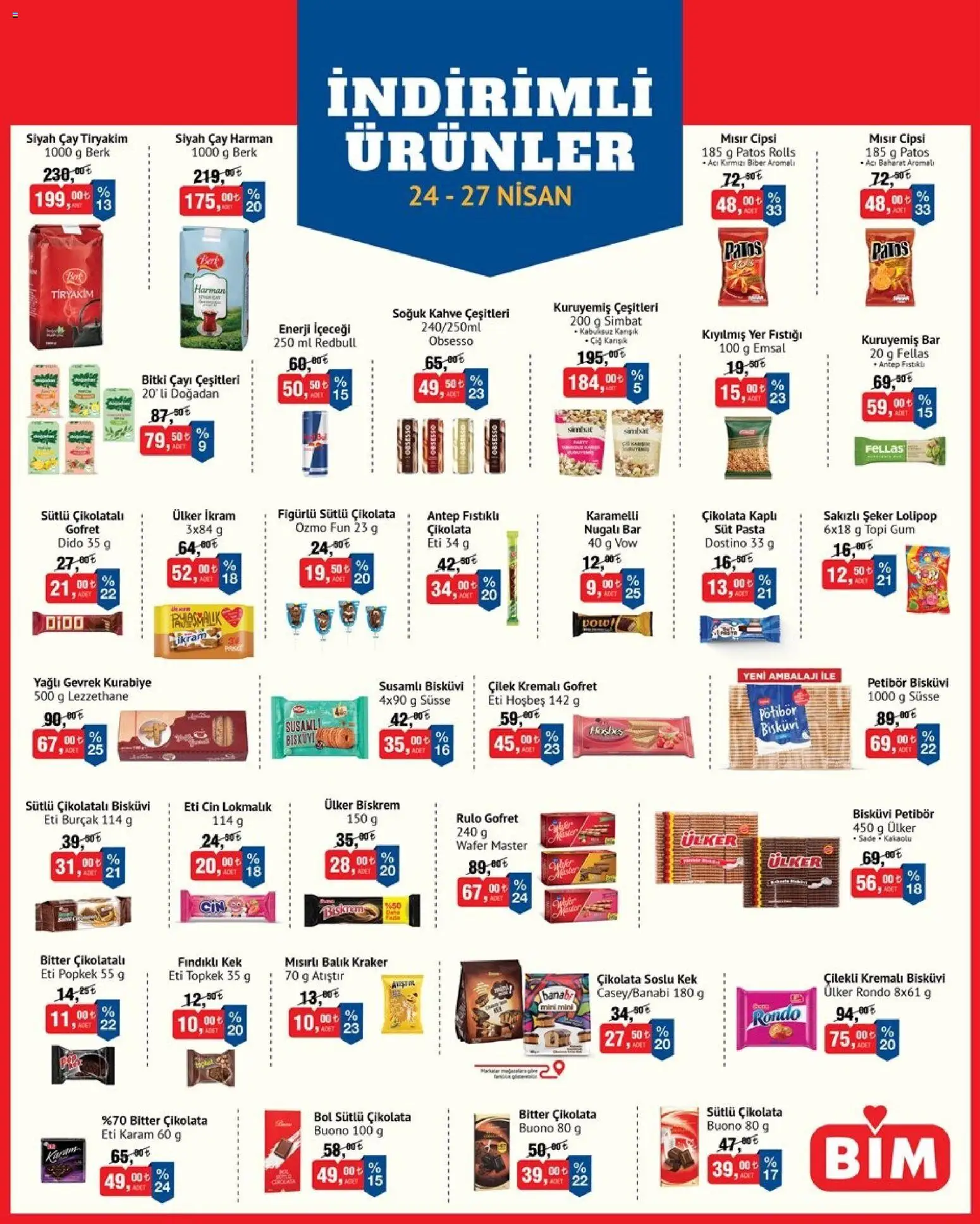 BİM - İndirimli Ürünler - 24.04.2026 tarihinden itibaren geçerlidir | Sayfa: 4 | Ürünler: Çikolata, Şeker, Çilek, Kurabiye