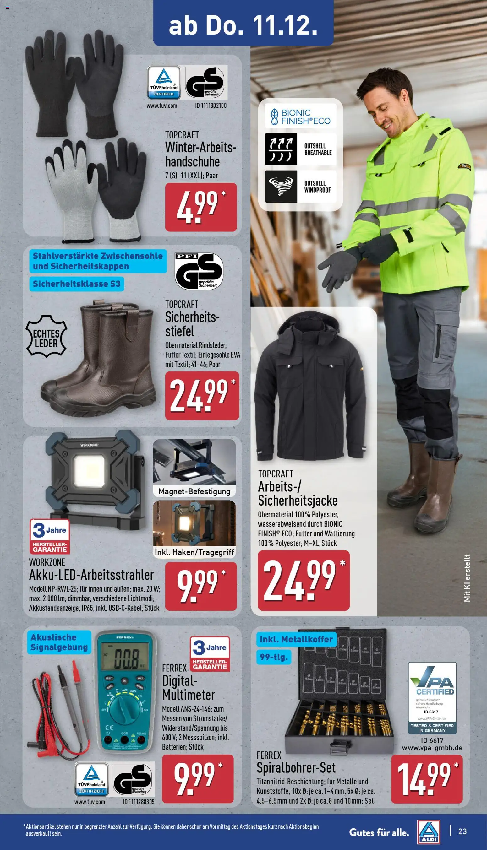 Aldi Prospekt 	 – gültig ab 08.12.2025 | Seite: 23 | Produkte: Stiefel, Handschuhe