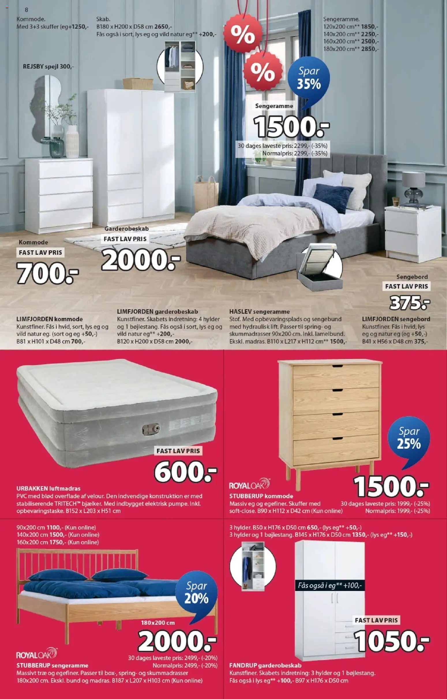 JYSK tilbudsavis – gyldig fra 16.01.2026 | Side: 8 | Produkter: Sengebund, Kommode, Sengebord, Spejl