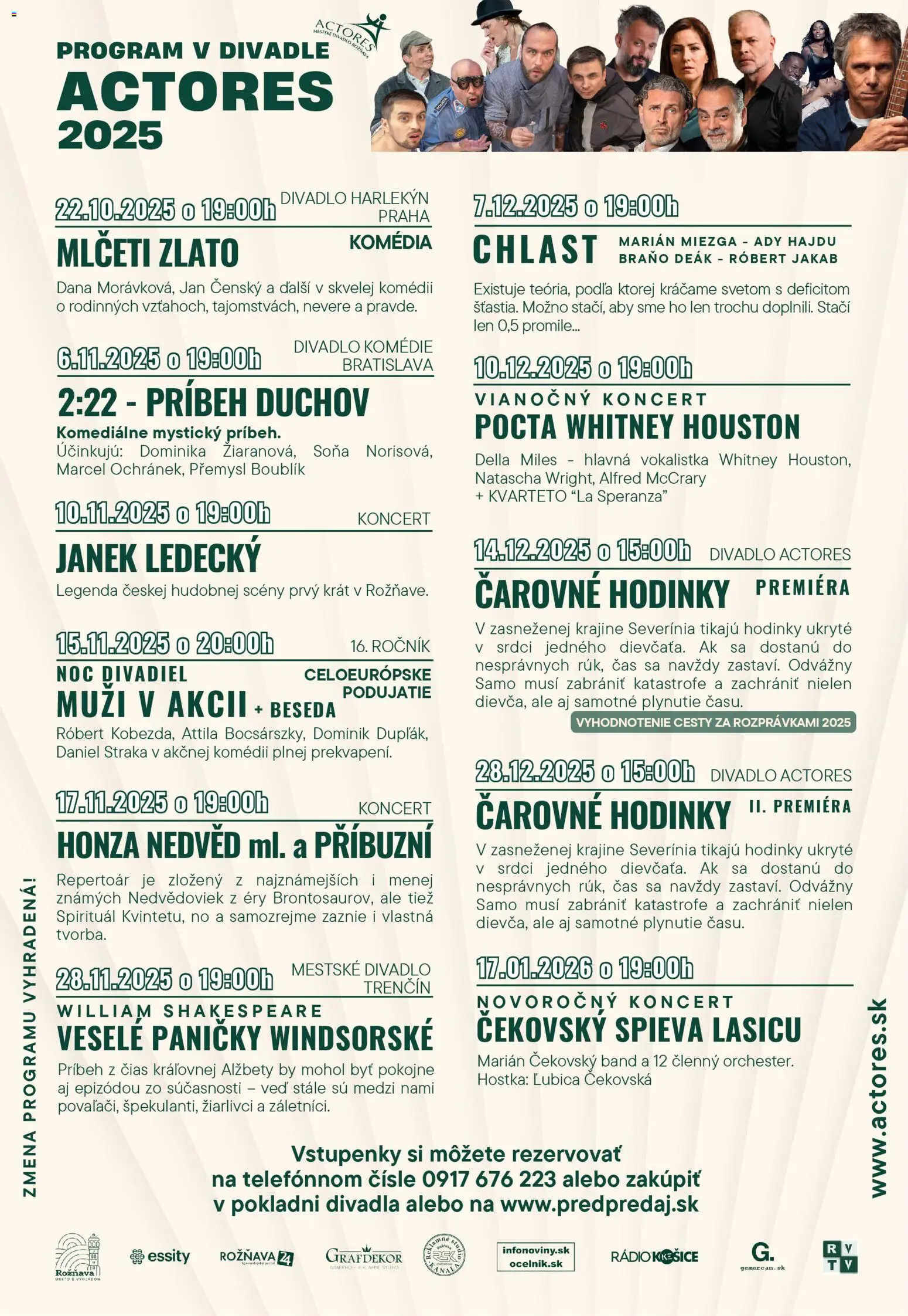 Nové Mestské divadlo Actores Rožňava akcie – leták je platný od 05.11.2025 | Strana: 1 | Produkty: Hodinky, Rádio