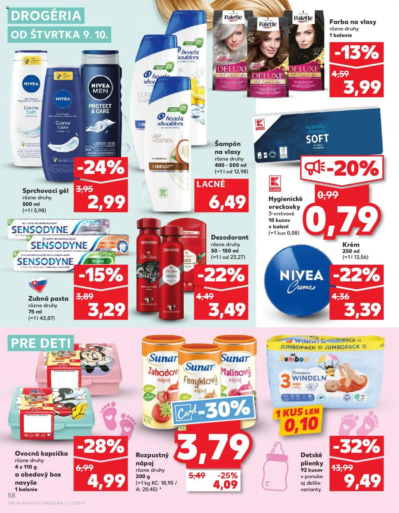 Nové Kaufland akcie – leták je platný od 09.10.2025 | Strana: 58 | Produkty: Nivea, Old Spice, Farba na vlasy, Sunar