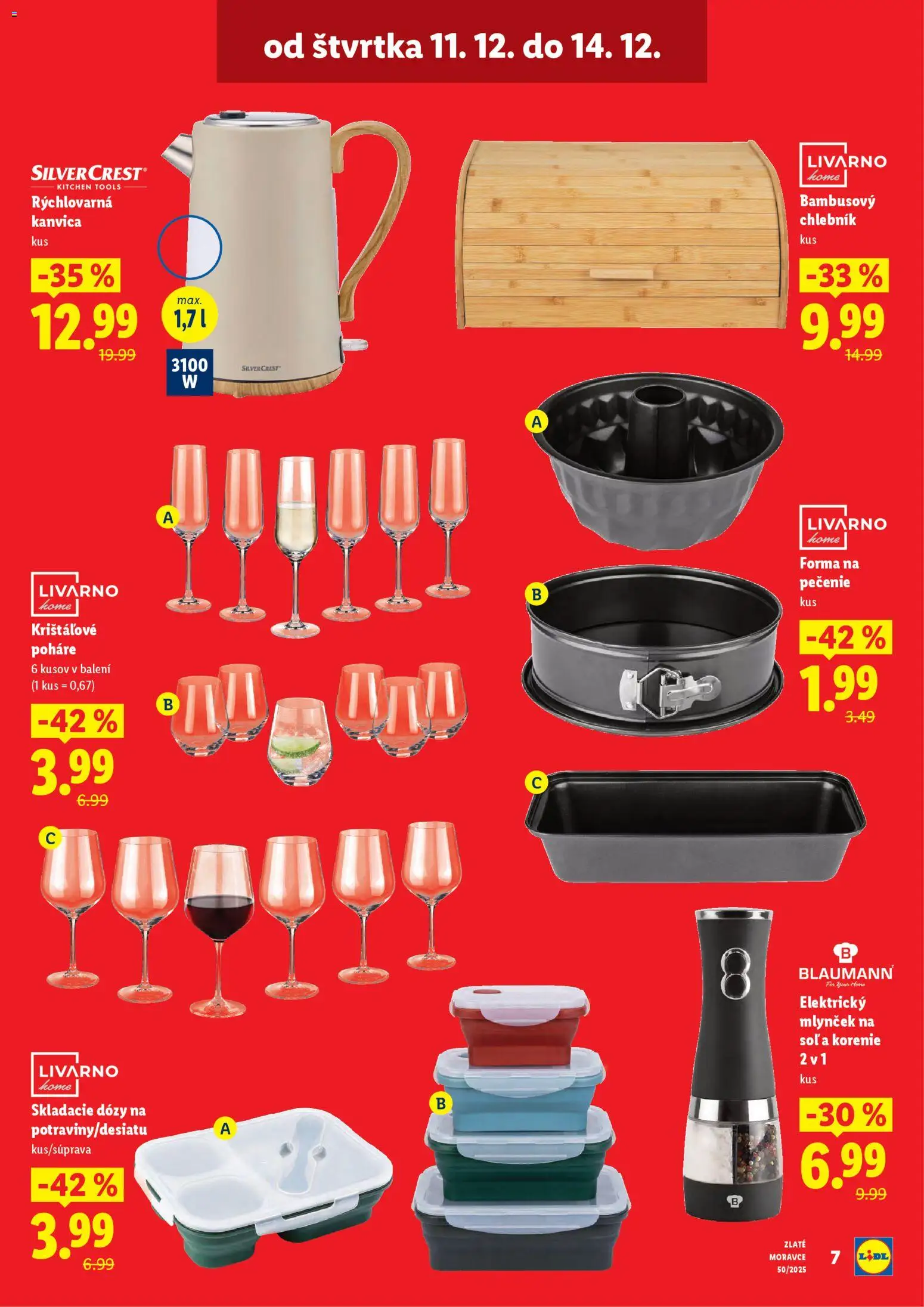 Nové Lidl akcie – leták je platný od 11.12.2025 | Strana: 7 | Produkty: Rýchlovarná kanvica, Kanvica, Korenie, Mlynček