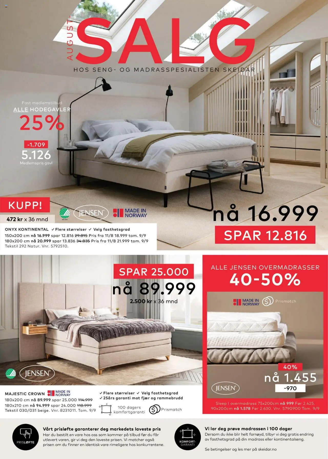 | Side: 19 | Produkter: Overmadrass, Kontinentalseng, Seng, Madrass