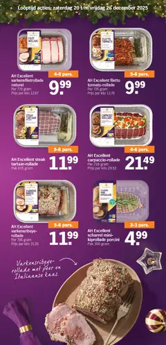 AH Excellent carpaccio-rollade, Carpaccio-rollade per 728 gram. - Voorbeeld van een folder van Albert Heijn, geldig van 20.12.2025 | Pagina: 8 | Producten: Steak, Calvados, Peer