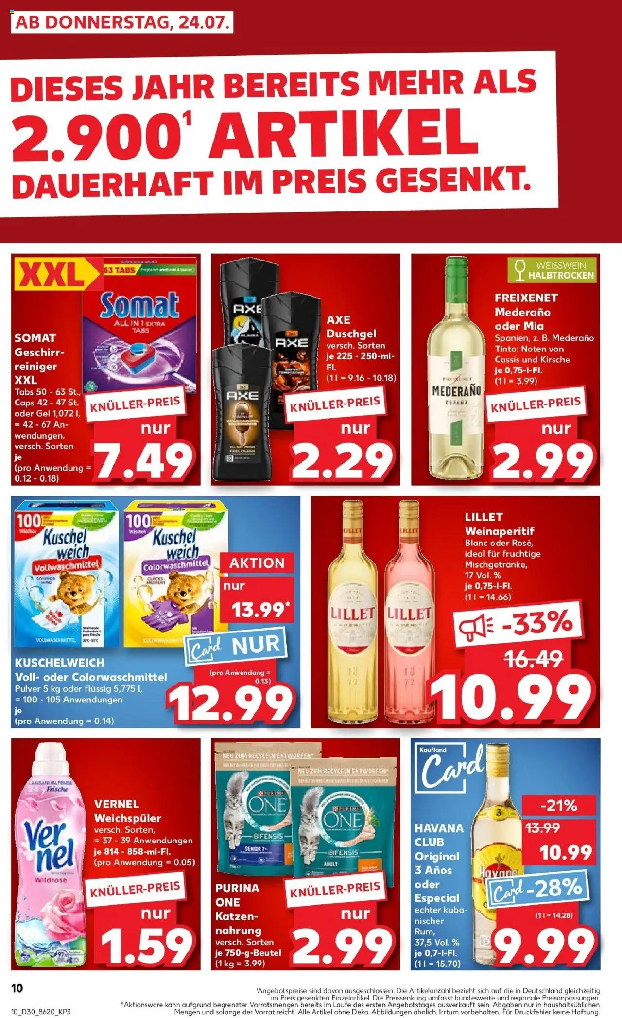 Kaufland prospekt Bottrop	 - gültig ab dem 23.07.2025 | Seite: 10 | Produkte: Purina one, Havana club, Weißwein, Weichspüler