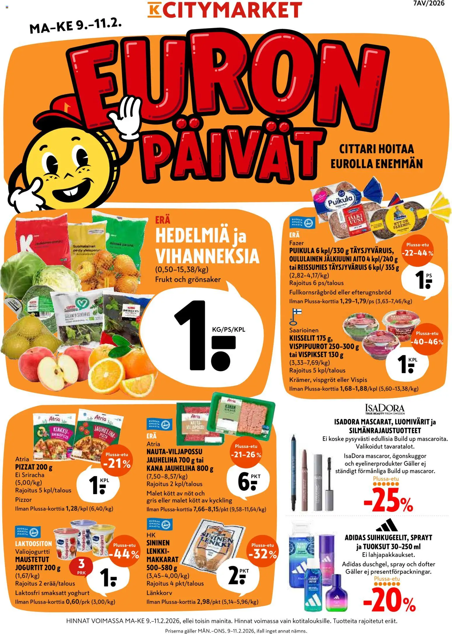 K-Citymarket tarjoukset – voimassa 09.02.2026 alkaen | Sivu: 1