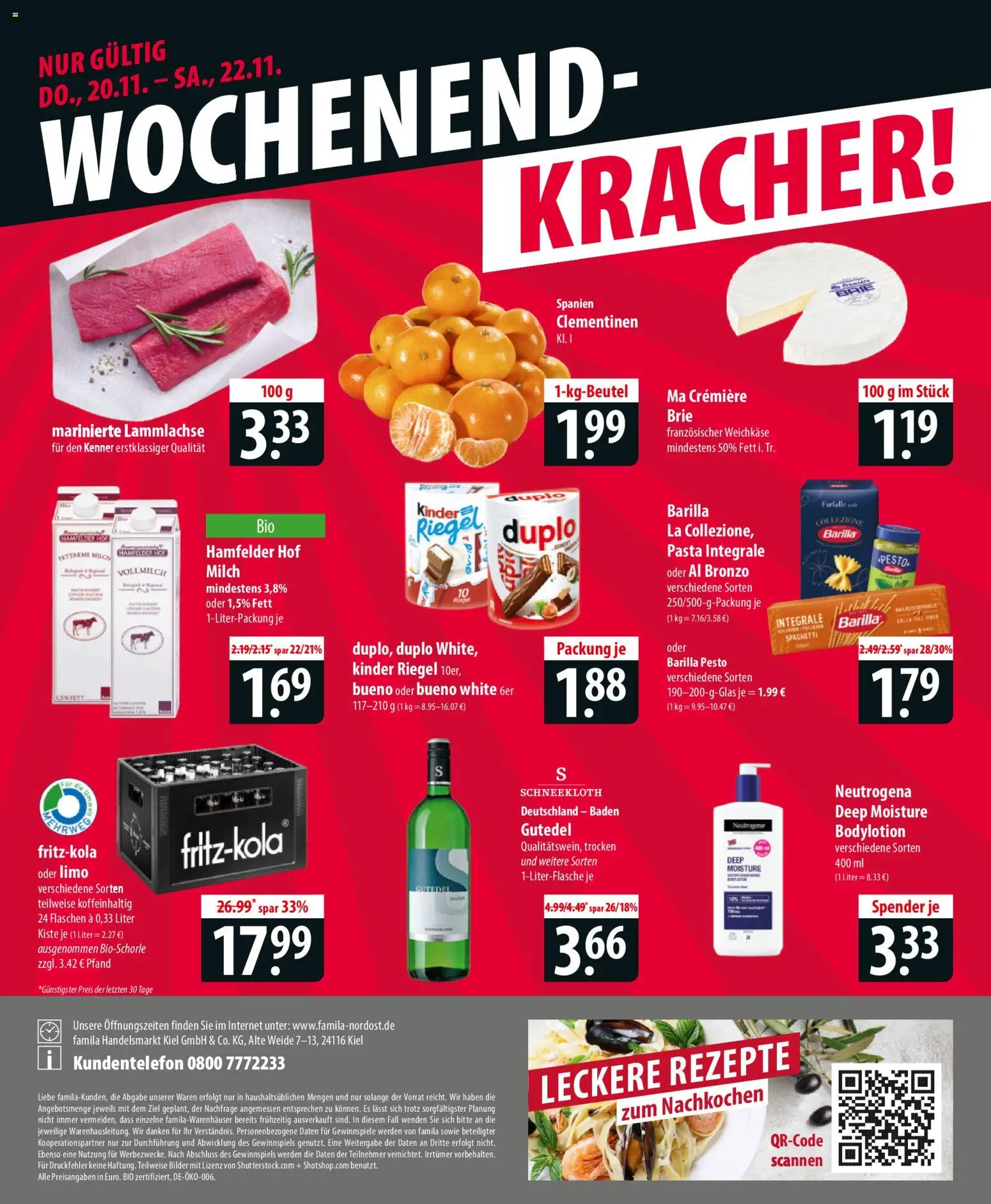 Famila Prospekt 	 – gültig ab 17.11.2025 | Seite: 28 | Produkte: Milch, Kinder riegel, Bilder, Pasta