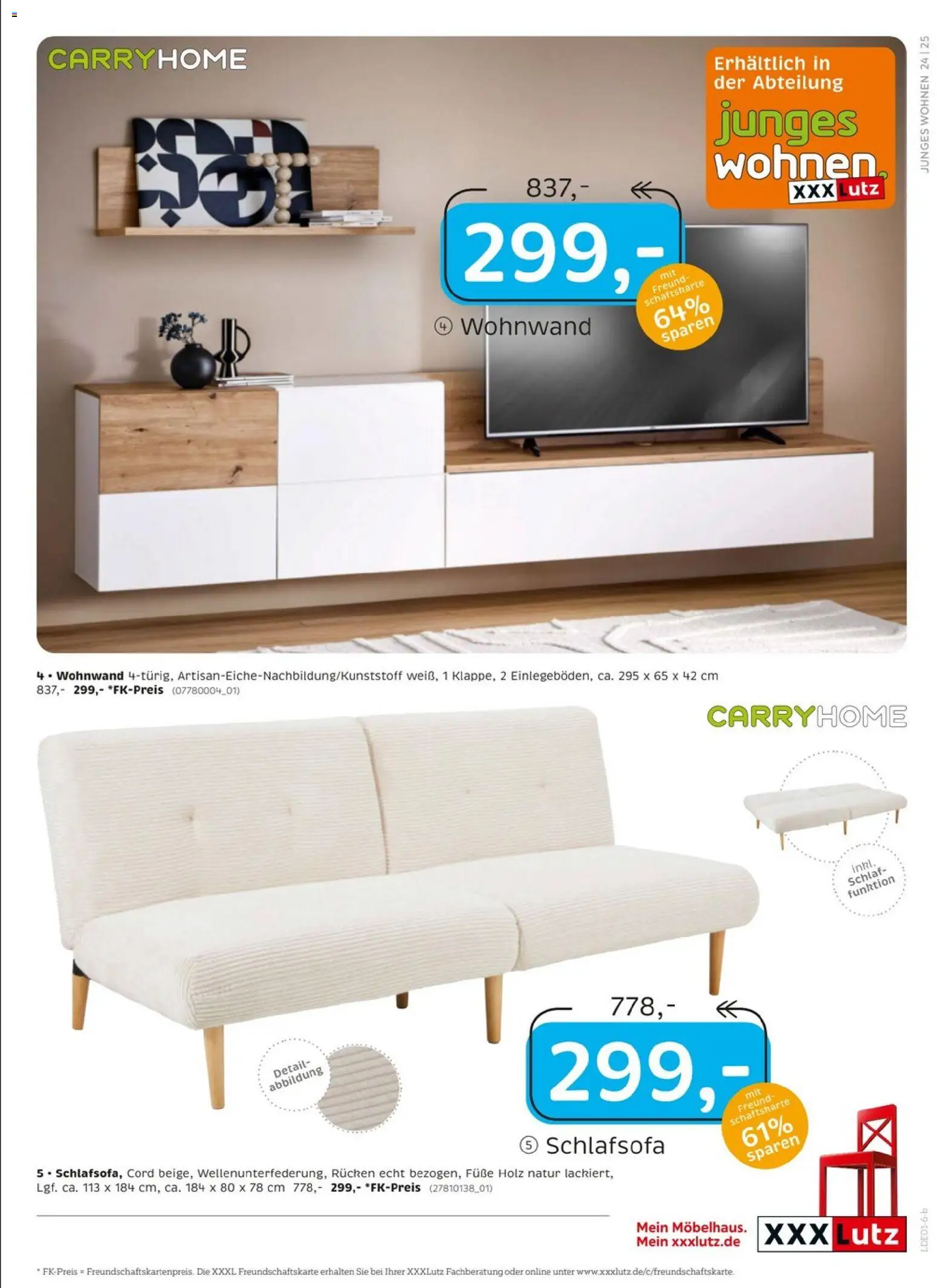 XXXL Lutz Prospekt 	 – gültig ab 02.01.2026 | Seite: 25 | Produkte: Schlafsofa, Wohnwand