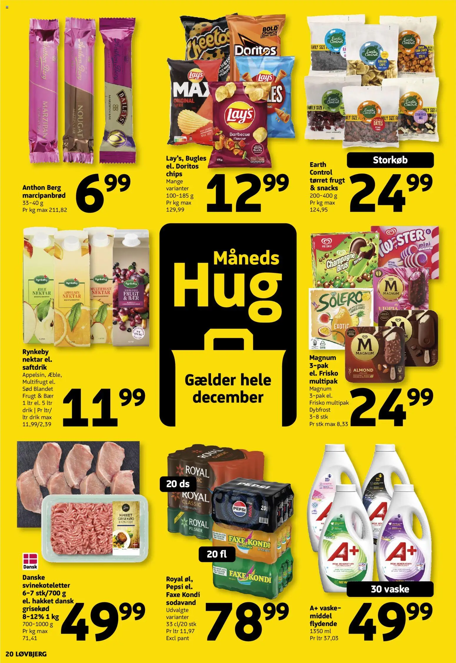 Løvbjerg tilbudsavis – gyldig fra 05.12.2025 | Side: 20 | Produkter: Chips, Marcipanbrød, Tørret frugt, Pepsi
