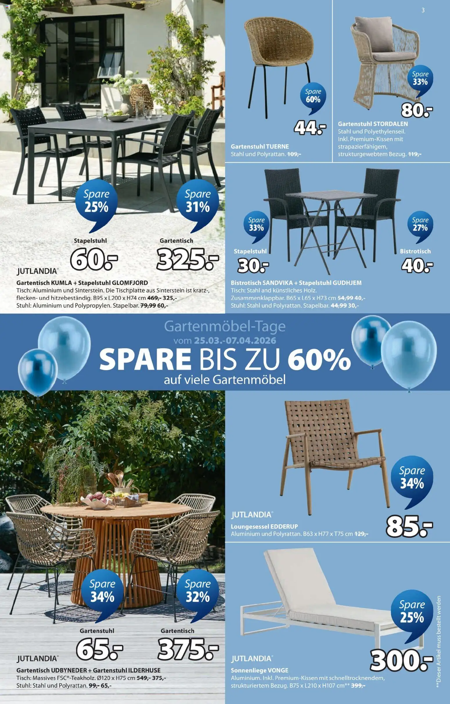 JYSK Prospekt aktuell gültig ab 30.03.2026 | Seite: 3 | Produkte: Tisch, Stuhl, Gartenmöbel
