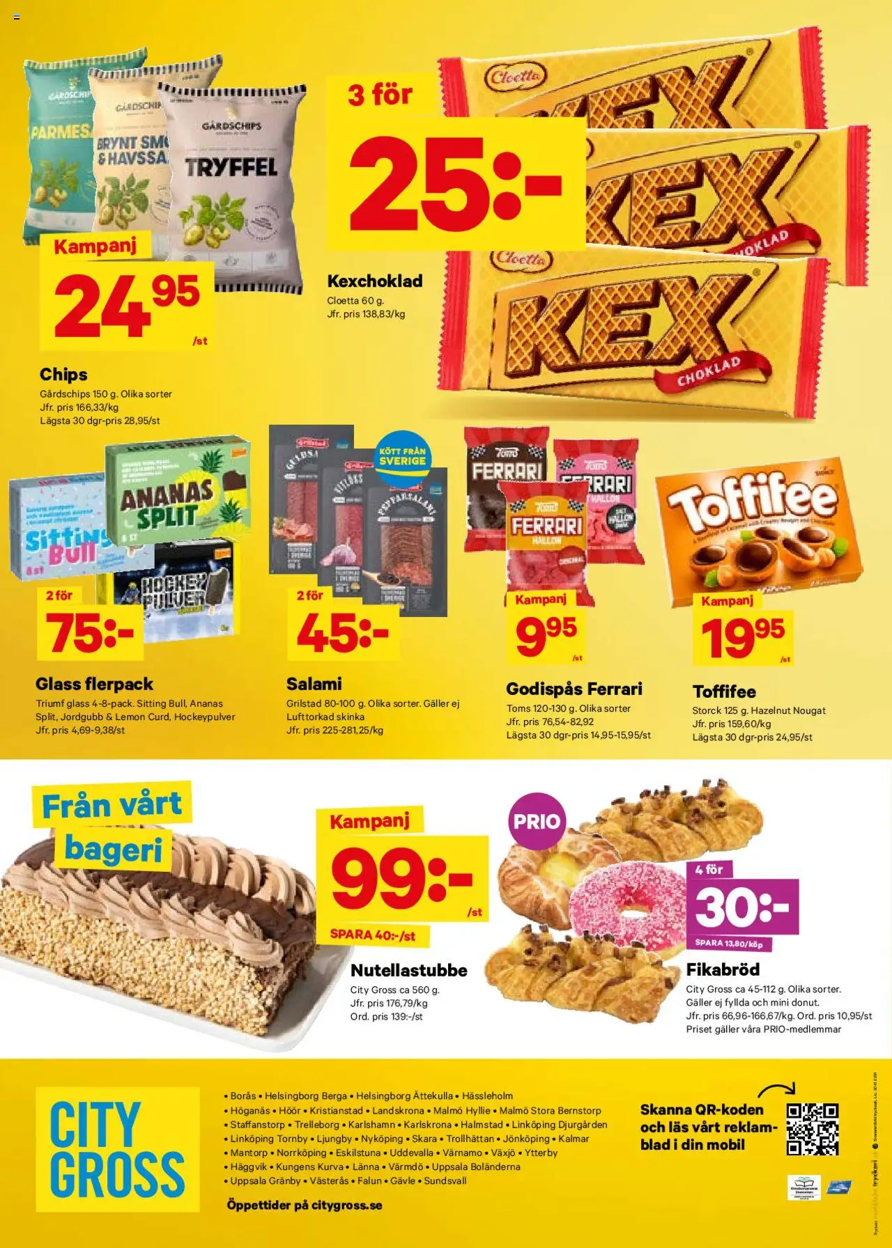 City Gross reklamblad aktuell från 08.09.2025 | Sida: 12 | Produkter: Bageri, Chips, Skinka, Hallon