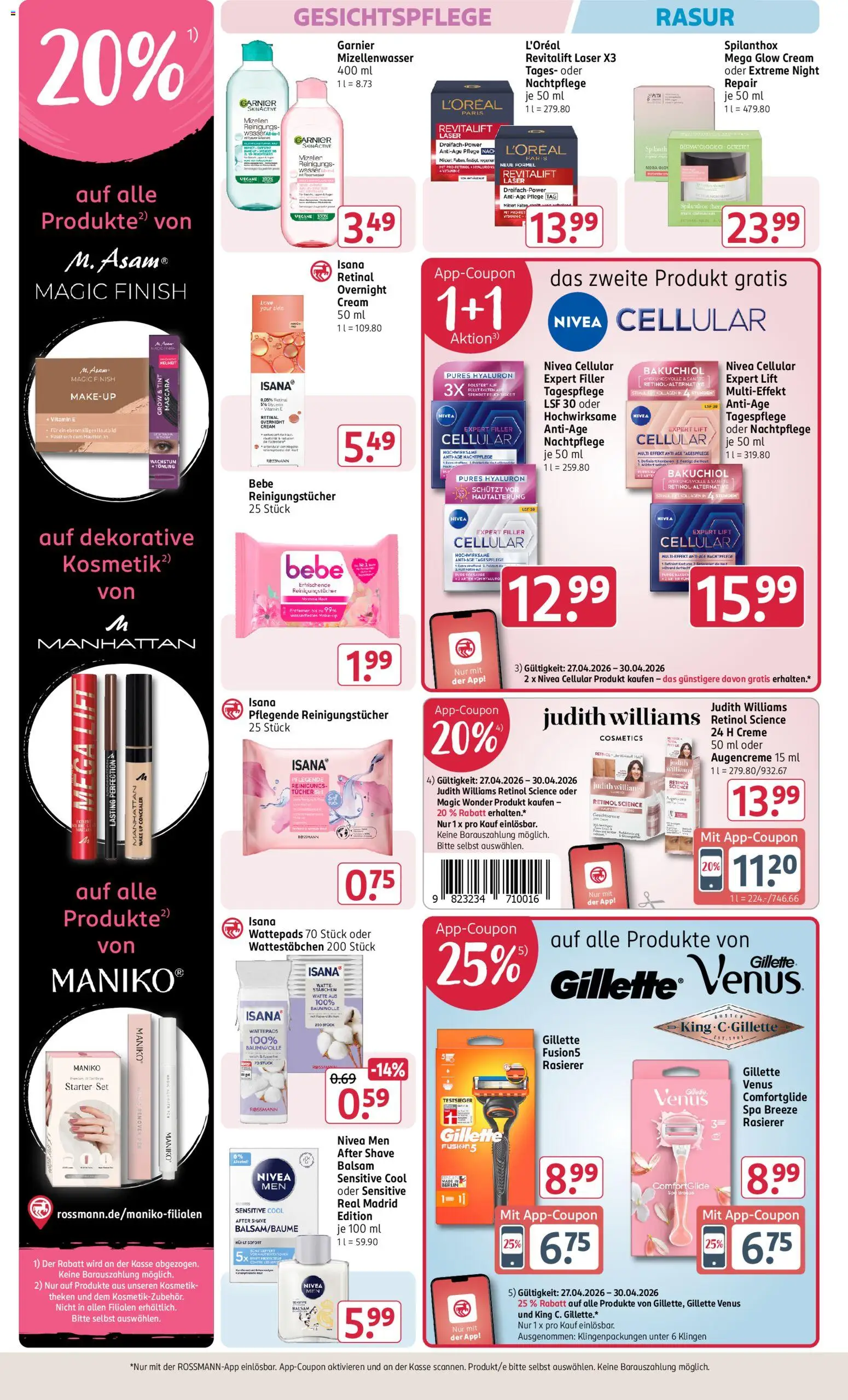 Rossmann Prospekt 	 – gültig ab 27.04.2026 | Seite: 9 | Produkte: Wattestäbchen, Rasierer, Finish, Mascara