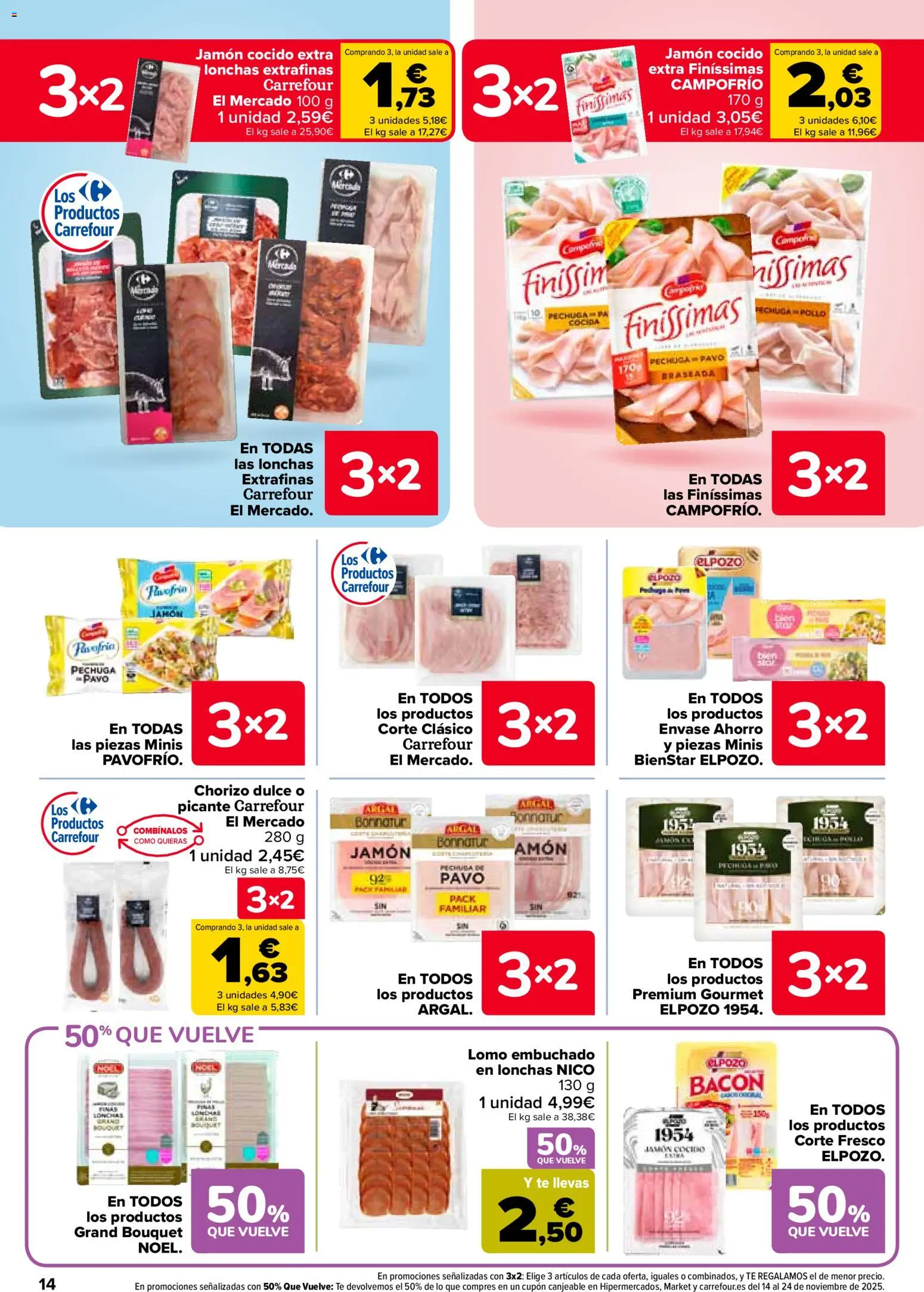 Carrefour folleto │ válido desde el 28.10.2025 | Página: 14 | Productos: Jamón, Jamón cocido, Té