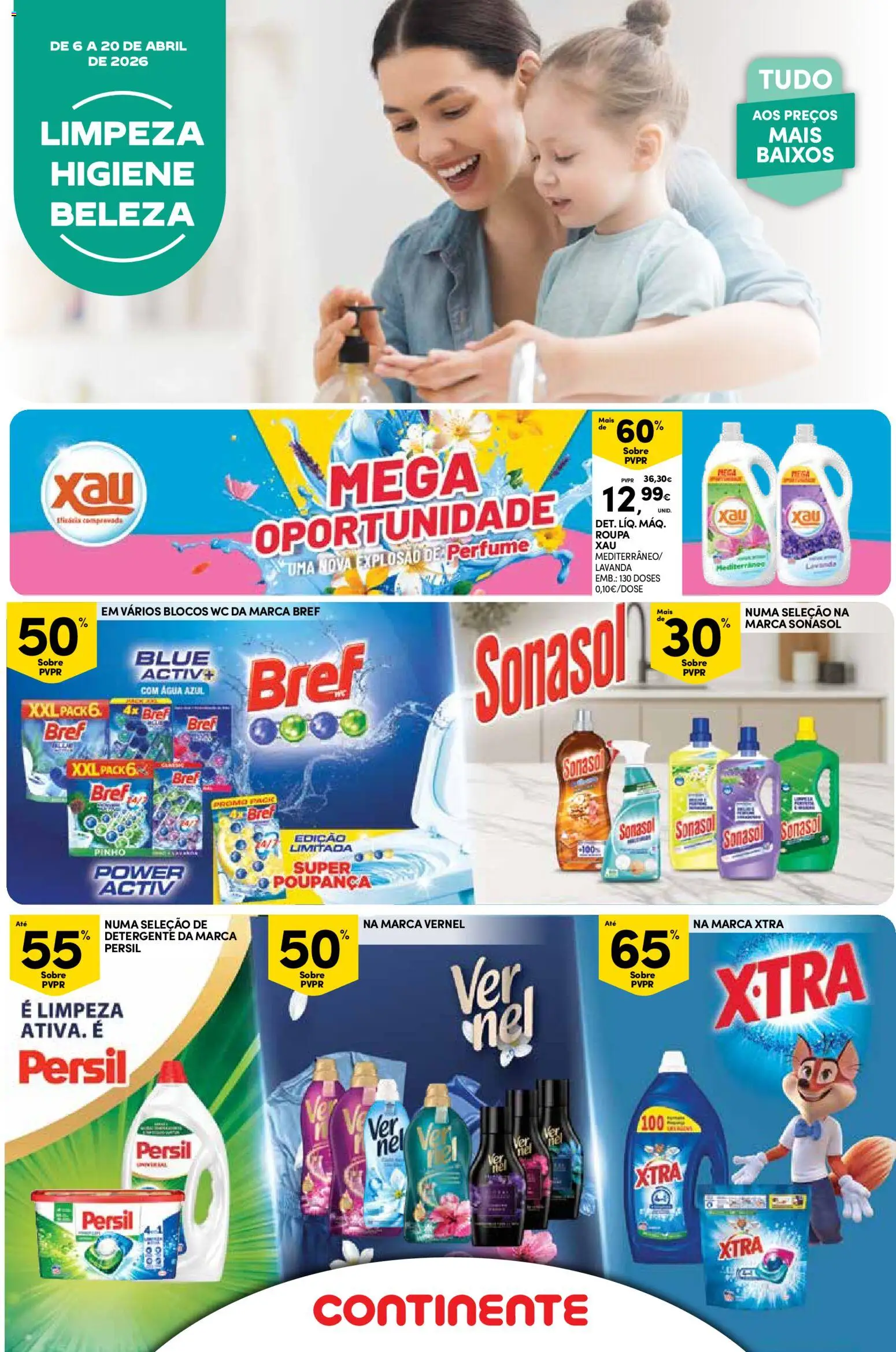 Continente - Limpeza, Higiene e Beleza │ válido de 06.04.2026 | Página: 1 | Produtos: Agua, Perfume, Detergente, Persil