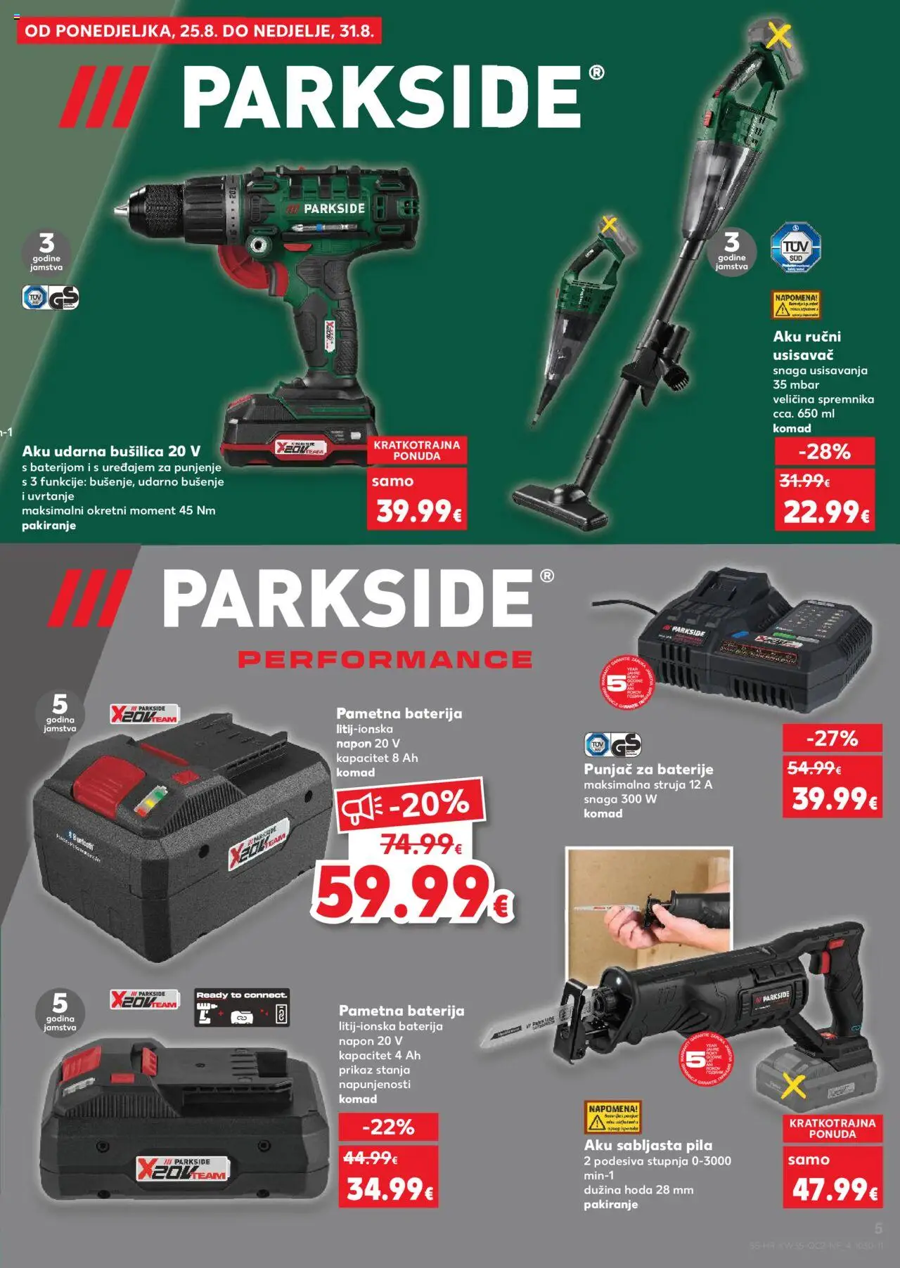 Kaufland katalog | vrijedi od 27.08.2025 | Stranica: 5 | Proizvodi: Usisavač, Baterija, Pila, Parkside