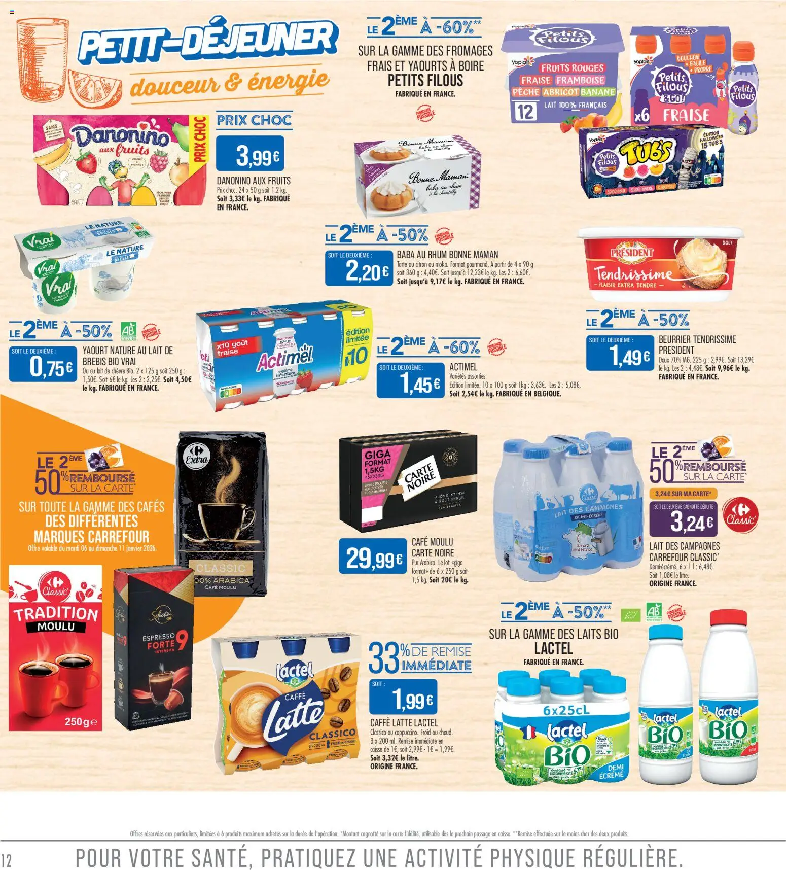 {H1} | Page: 12 | Produits: Pêche, Rhum, Café moulu, Lait